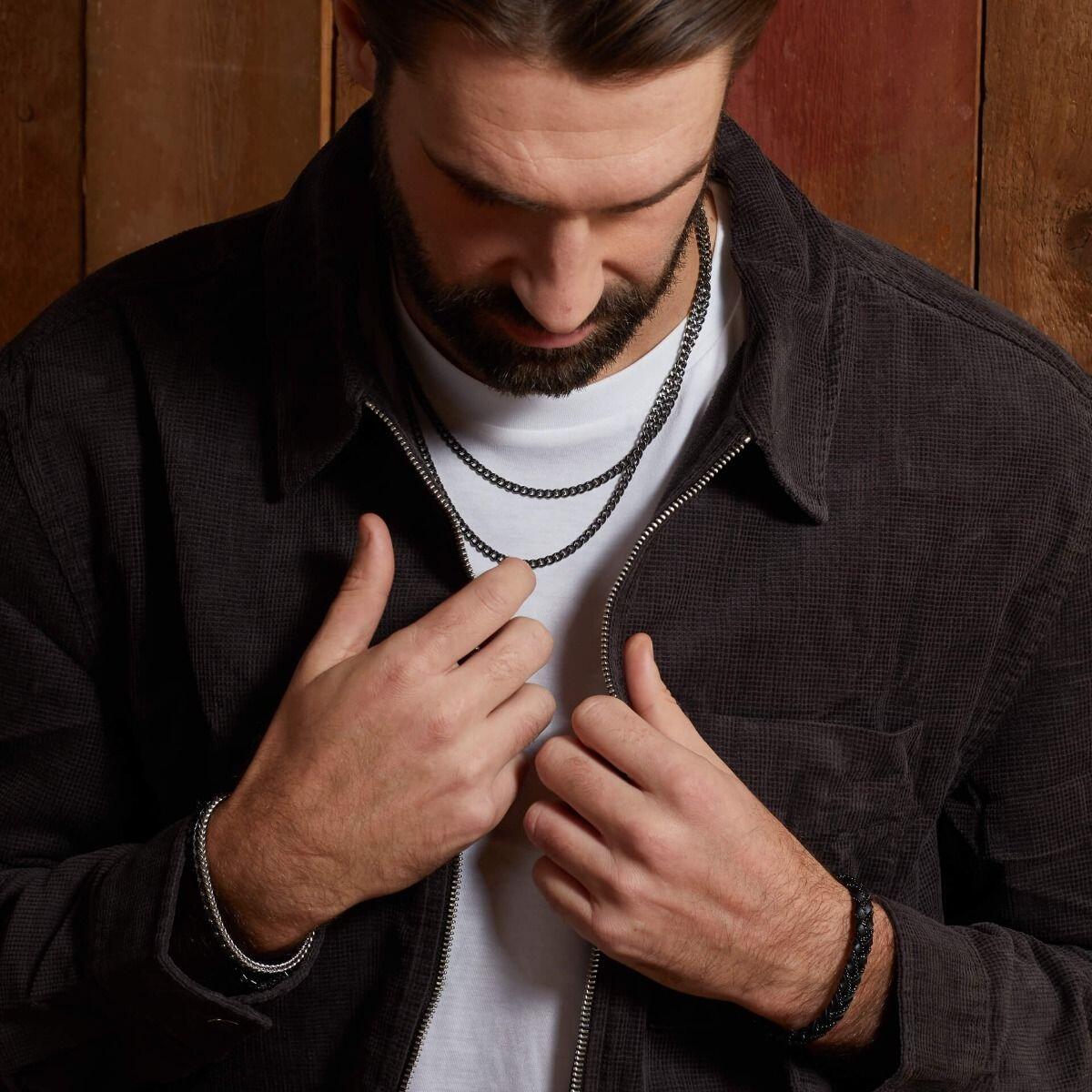 "Stainless steel necklaces for men – durable, skin-safe chains and pendants designed for everyday wear. Hypoallergenic and AnchorCert® certified, available at Gold and Diamonds."