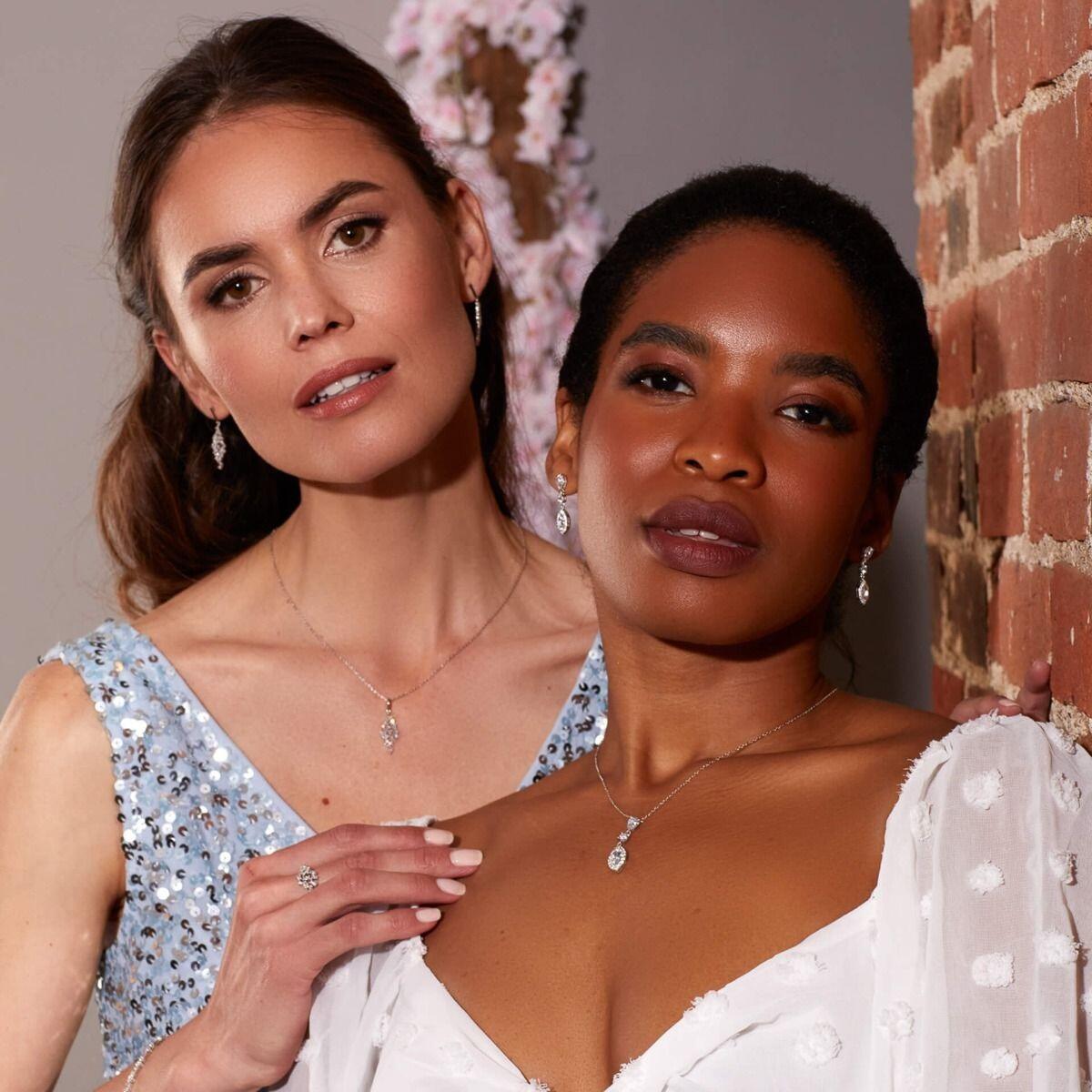 Diamonfire® Marquise and Pave Zirconia Drop Earrings in Triple Plated Sterling Silver – Luxury Sparkling Jewellery by Gold and Diamonds
