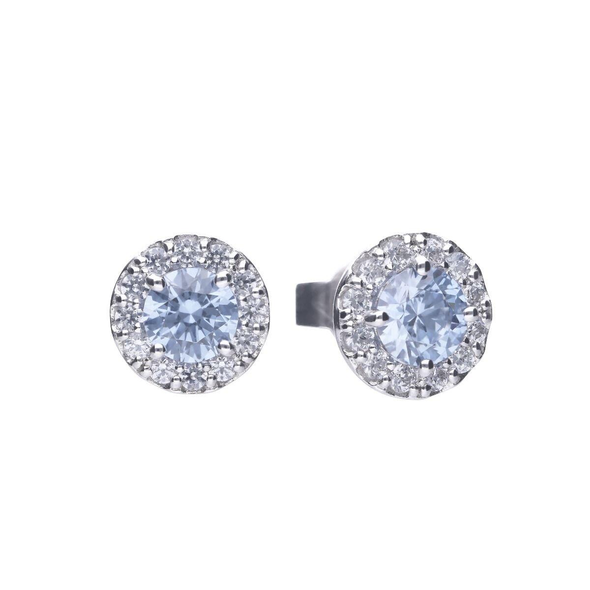 Diamonfire® Sky Blue Pave Zirconia Stud Earrings in Triple Plated Sterling Silver – Elegant Sparkling Jewellery by Gold and Diamonds