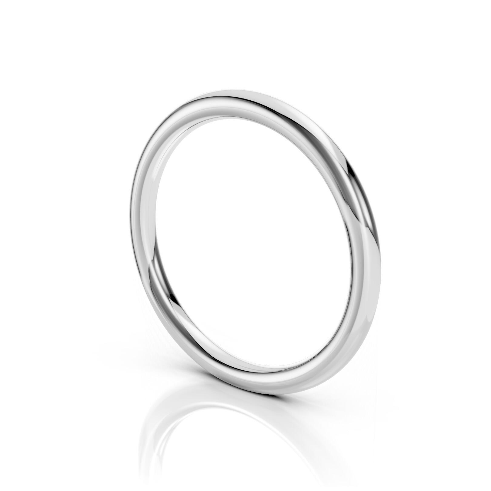 Ladies 2mm heavy weight traditional court shaped wedding band in gold, platinum, palladium, silver, titanium and black zirconium with polished finish