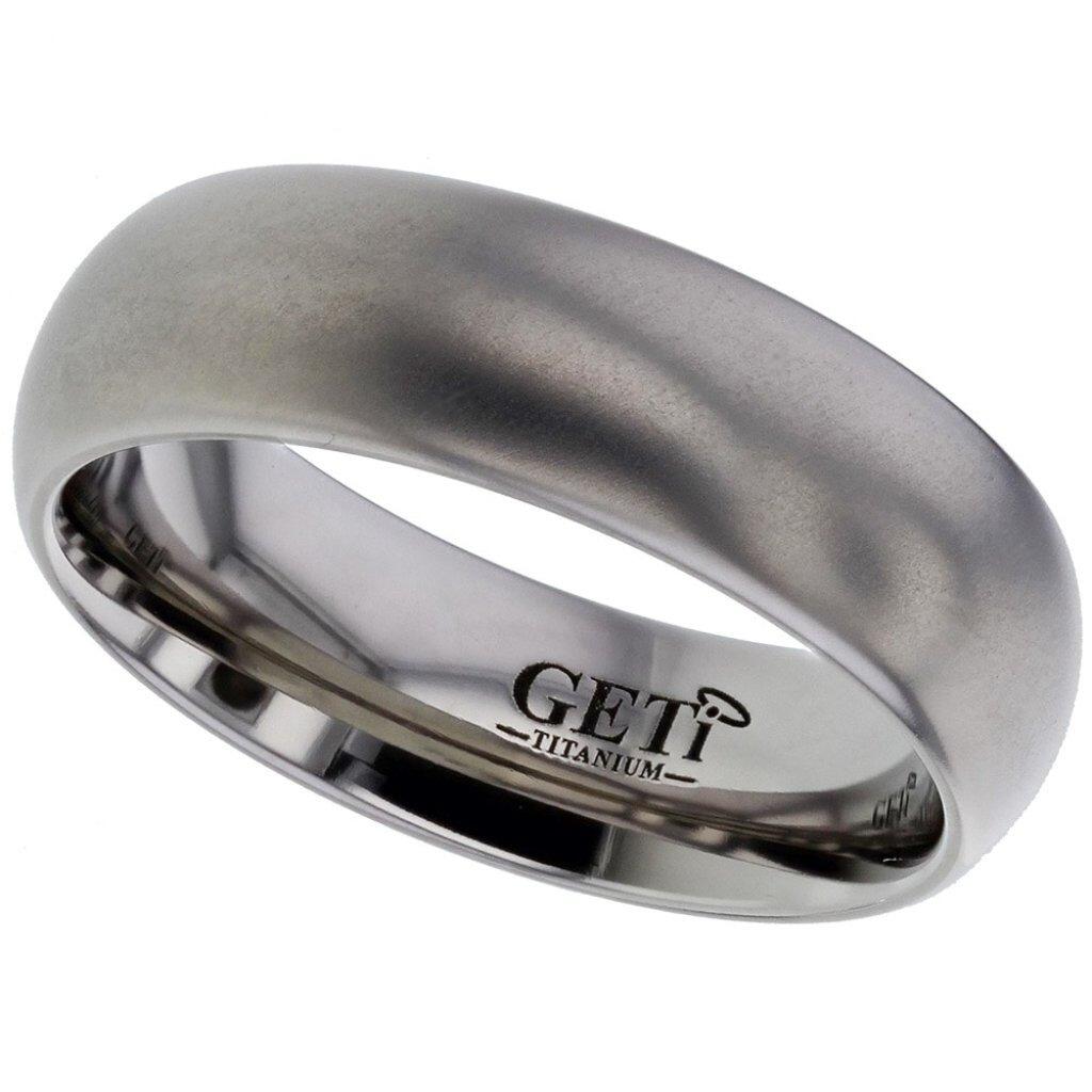 Court shaped satin brushed dome Geti titanium wedding band by Gold and Diamonds