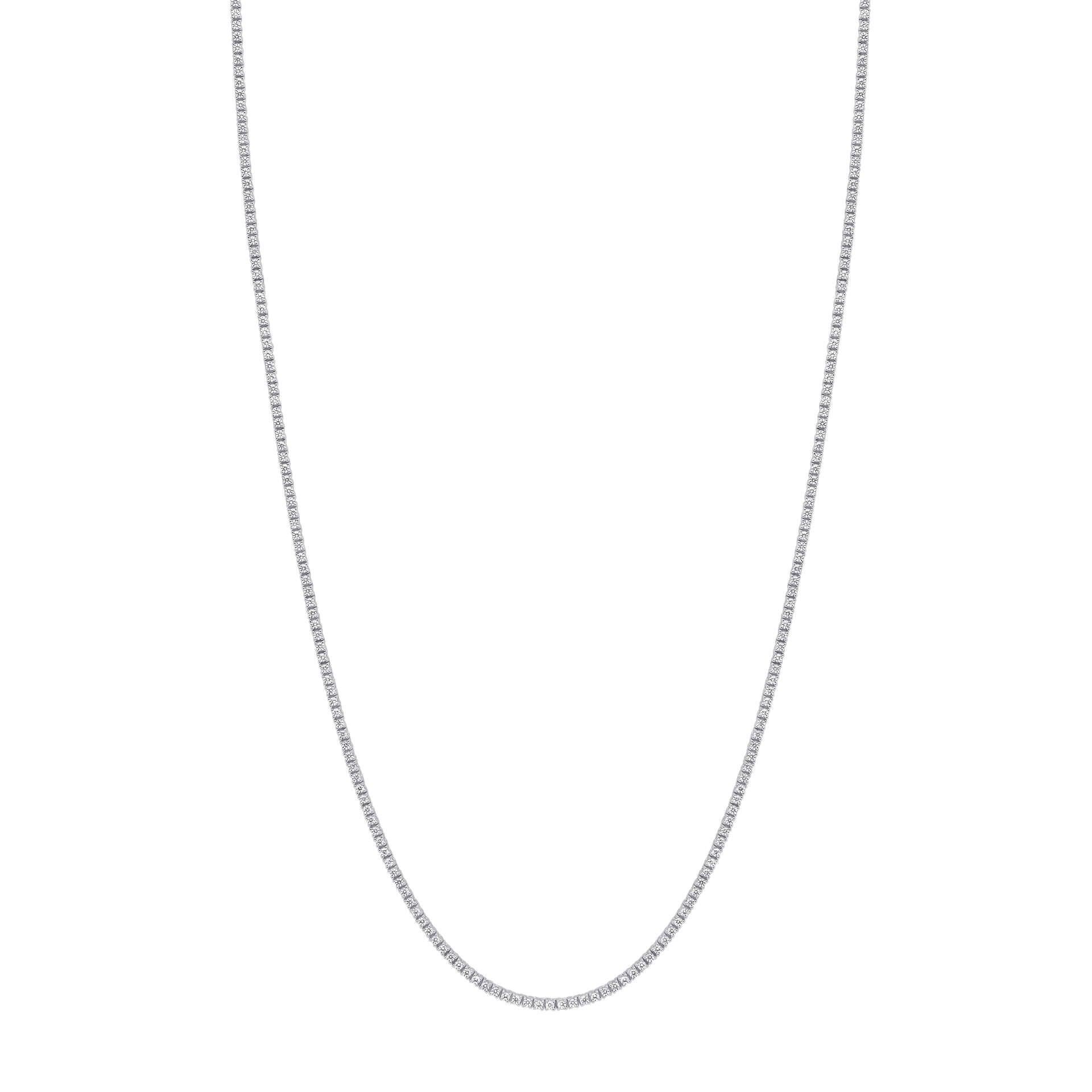 Diamonfire® Zirconia Tennis Necklace in Triple Plated Sterling Silver Featuring 57-Facet Stones – Luxury Jewellery by Gold and Diamonds