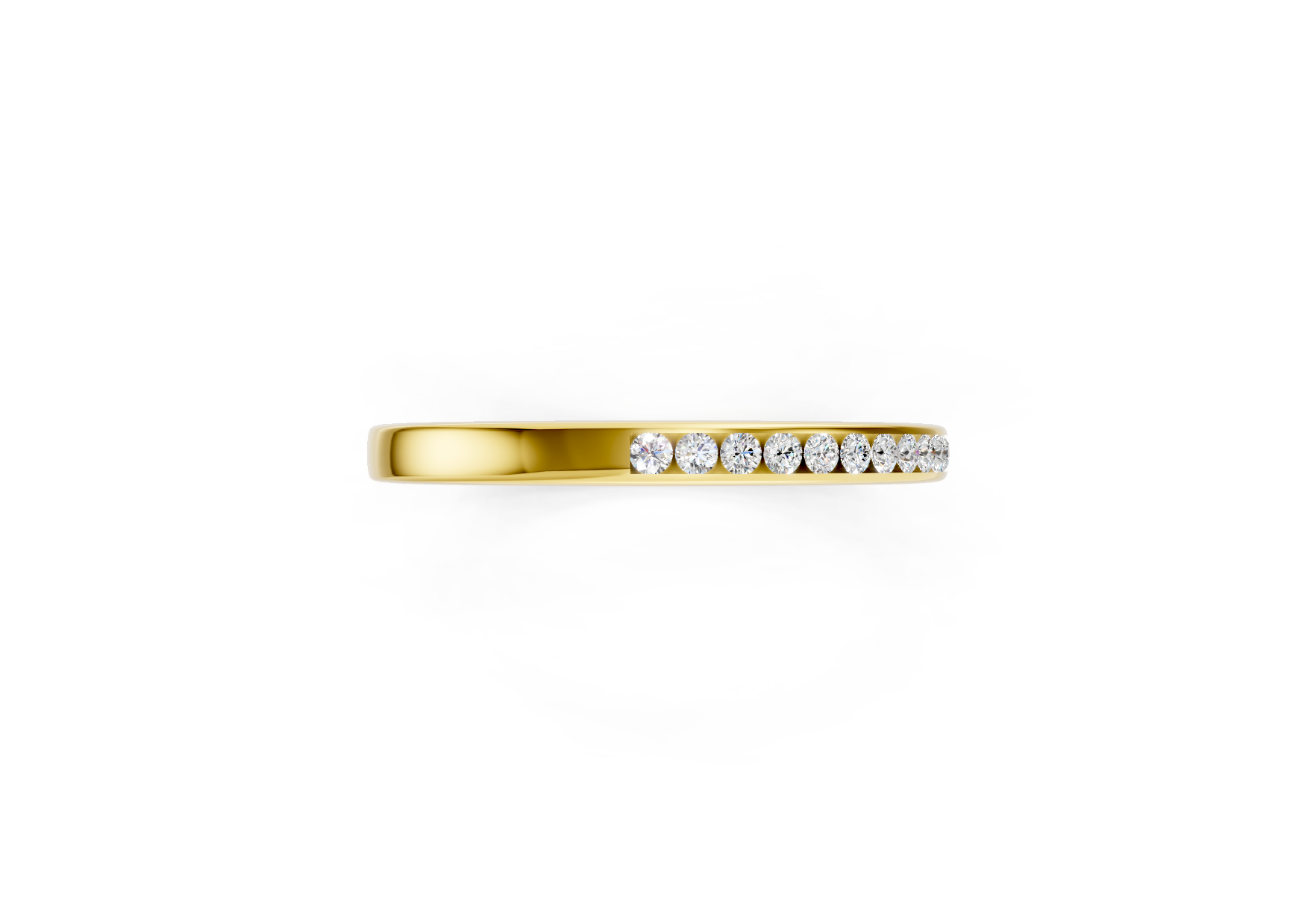 Ladies 2mm channel set diamond wedding ring 0.09ct round diamonds in gold platinum and palladium