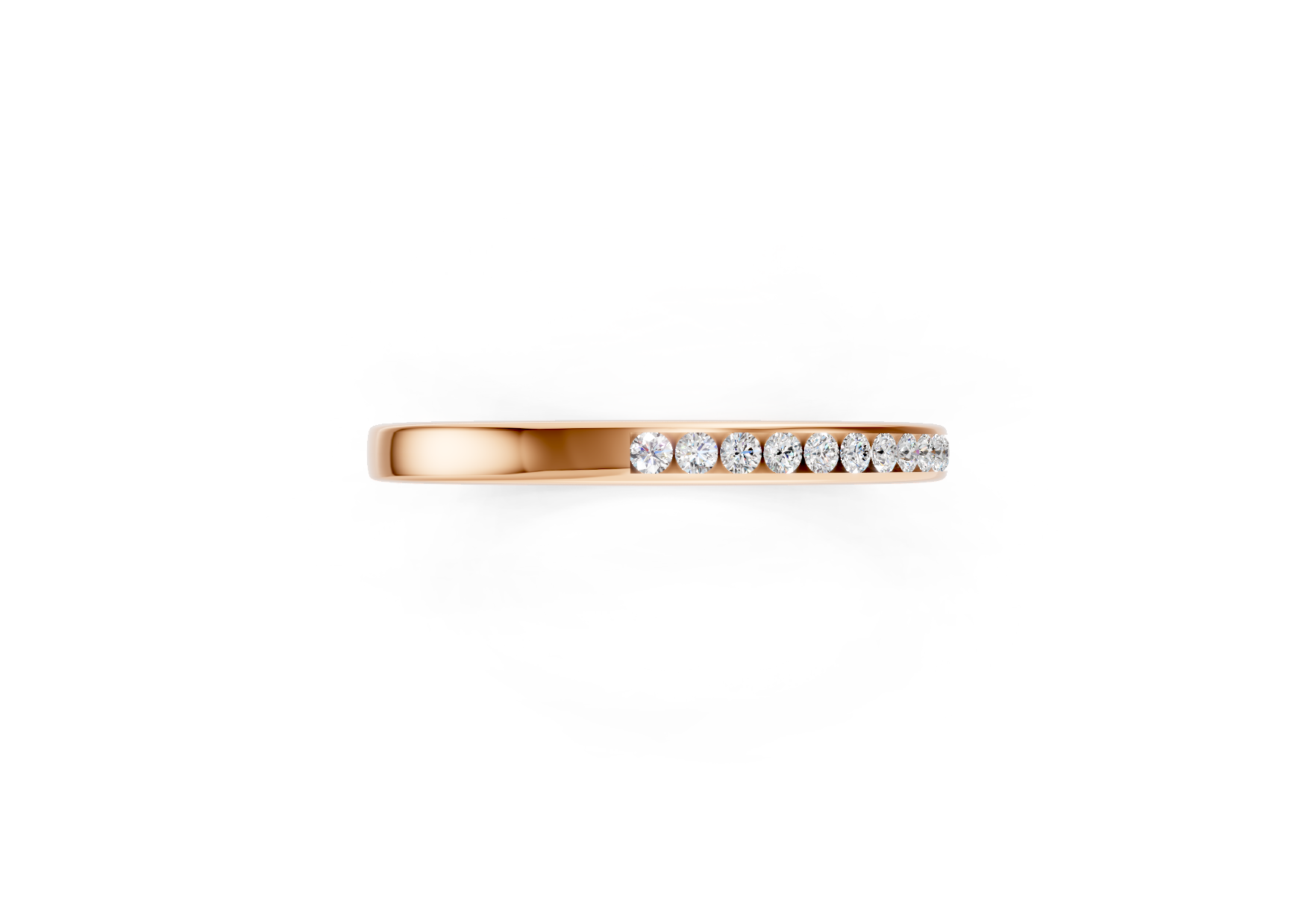 Ladies 2mm channel set diamond wedding ring 0.09ct round diamonds in gold platinum and palladium