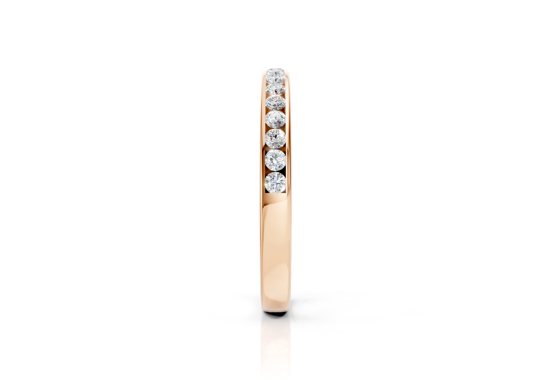 2.4mm channel set diamond wedding band 0.15ct round diamonds in gold platinum and palladium