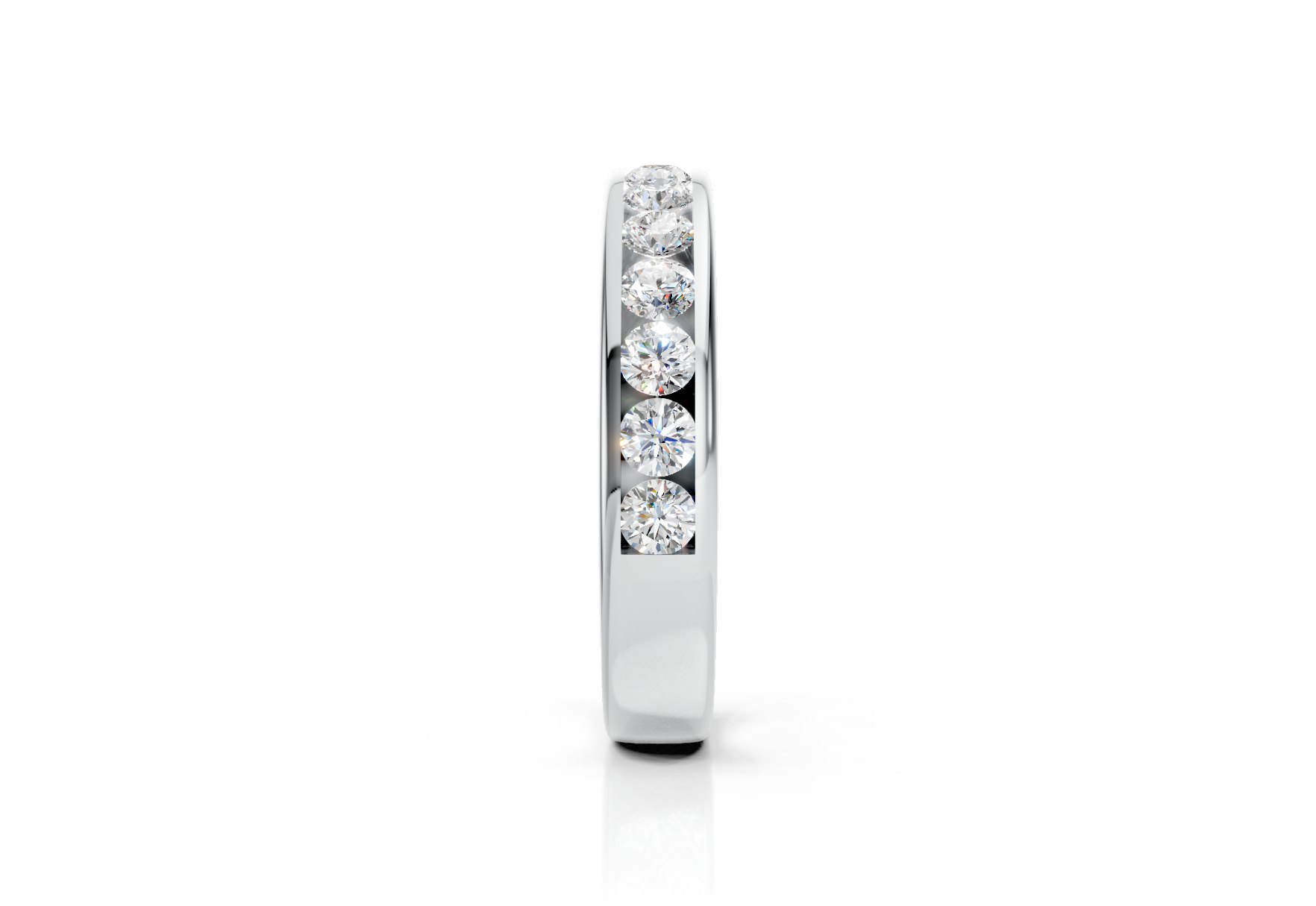 3.7mm channel set diamond wedding band 0.45ct round diamonds in gold platinum and palladium