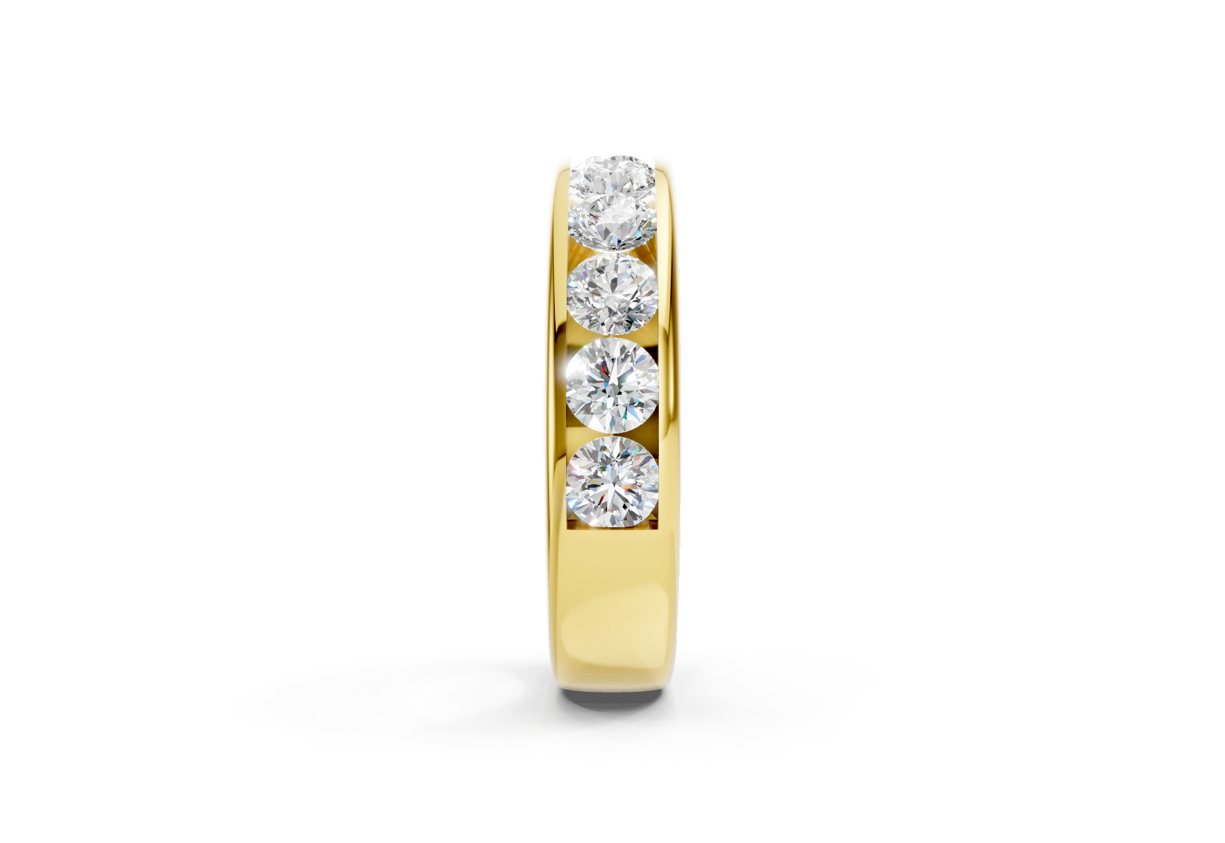 5mm channel set diamond wedding band 1.12ct round diamonds in gold platinum and palladium