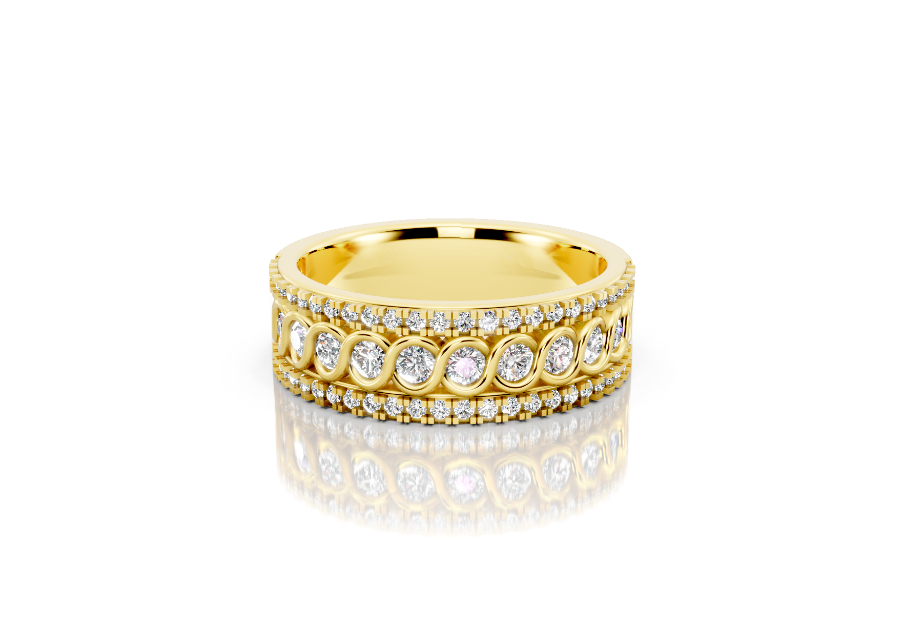 6.2mm fancy diamond wedding band 0.82ct round diamonds prong and bezel set in gold and platinum