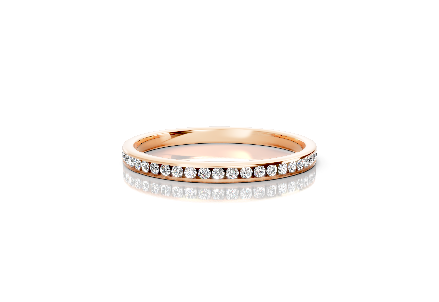 2mm full channel set diamond wedding ring with 0.30ct round diamonds for maximum sparkle. Available in gold, platinum and palladium. Natural G/VS or lab D/VVS1 diamonds. Free home consultations.