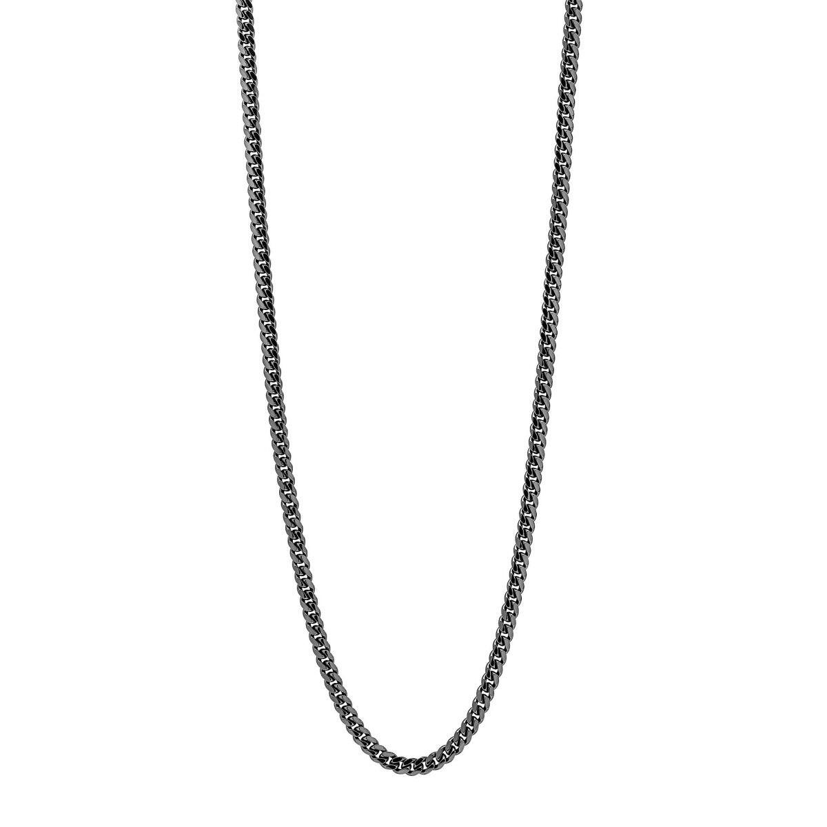 "fredbennett® Recycled Sterling Silver Gunmetal Cuban Link Chain – bold and sustainable men’s necklace with refined gunmetal finish. Skin-safe and presented in a suede pouch from Gold and Diamonds."