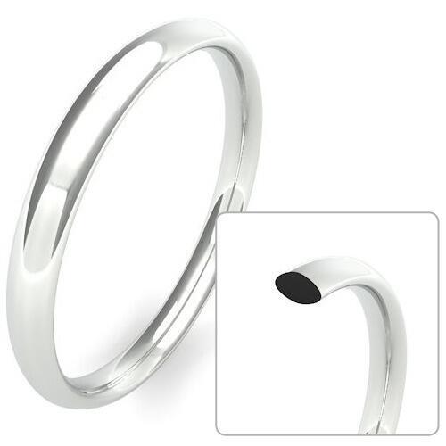 Ladies 2.5mm medium weight traditional court shaped wedding band in gold, platinum, palladium, silver, titanium and black zirconium with polished finish