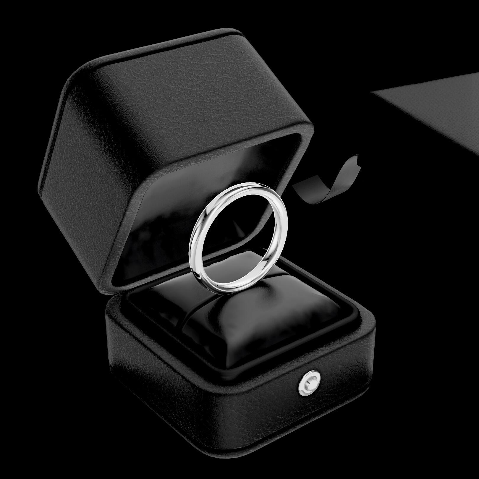 Ladies 3mm heavy weight traditional court shaped wedding band in gold, platinum, palladium, silver, titanium and black zirconium with polished finish