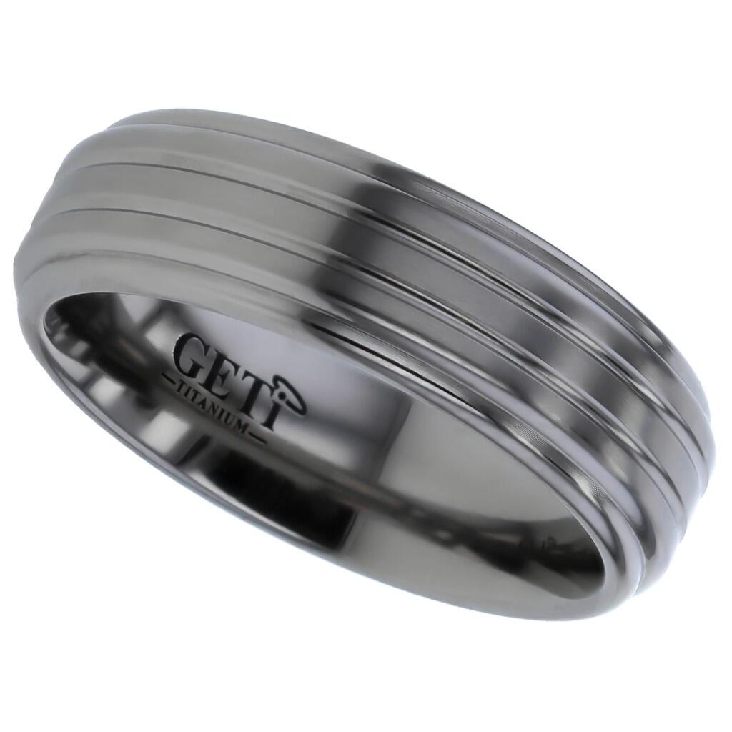 Matt Geti titanium wedding band with two grooves by Gold and Diamonds