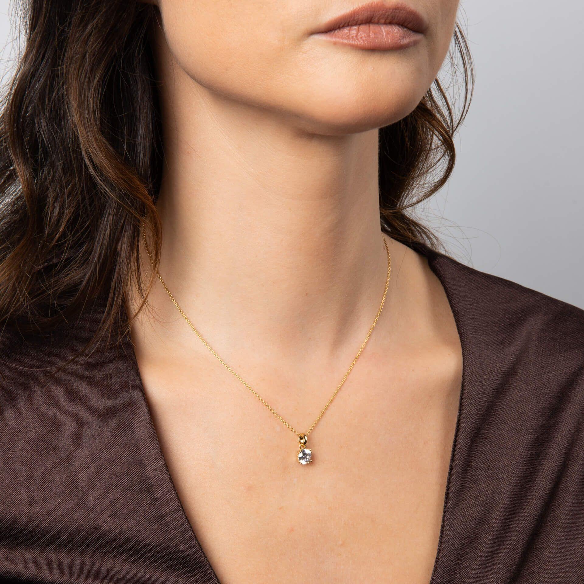 Diamonfire® 1ct Solitaire Round-Cut Zirconia Pendant in Yellow Gold Triple Plated Sterling Silver with Double Claw Setting – Luxury Jewellery by Gold and Diamonds