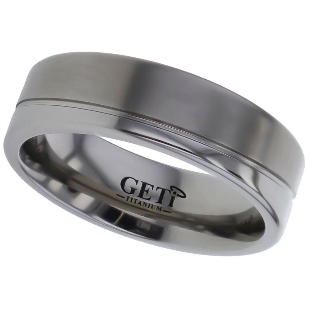 Flat court Geti titanium wedding band with diagonal line and satin polish twin finish by Gold and Diamonds