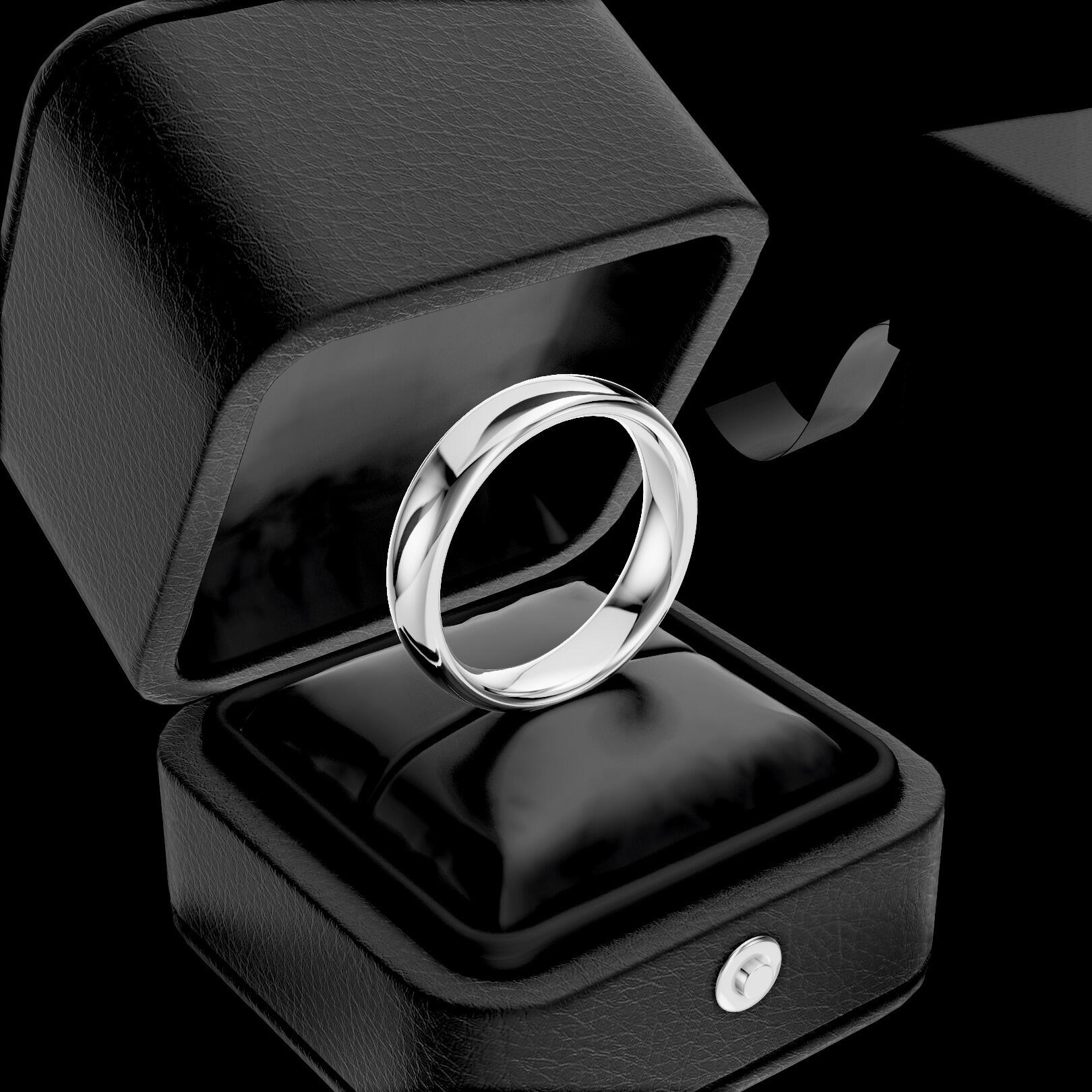Ladies 5mm heavy weight traditional court shaped wedding band 2.1mm depth in gold platinum palladium silver titanium and black zirconium