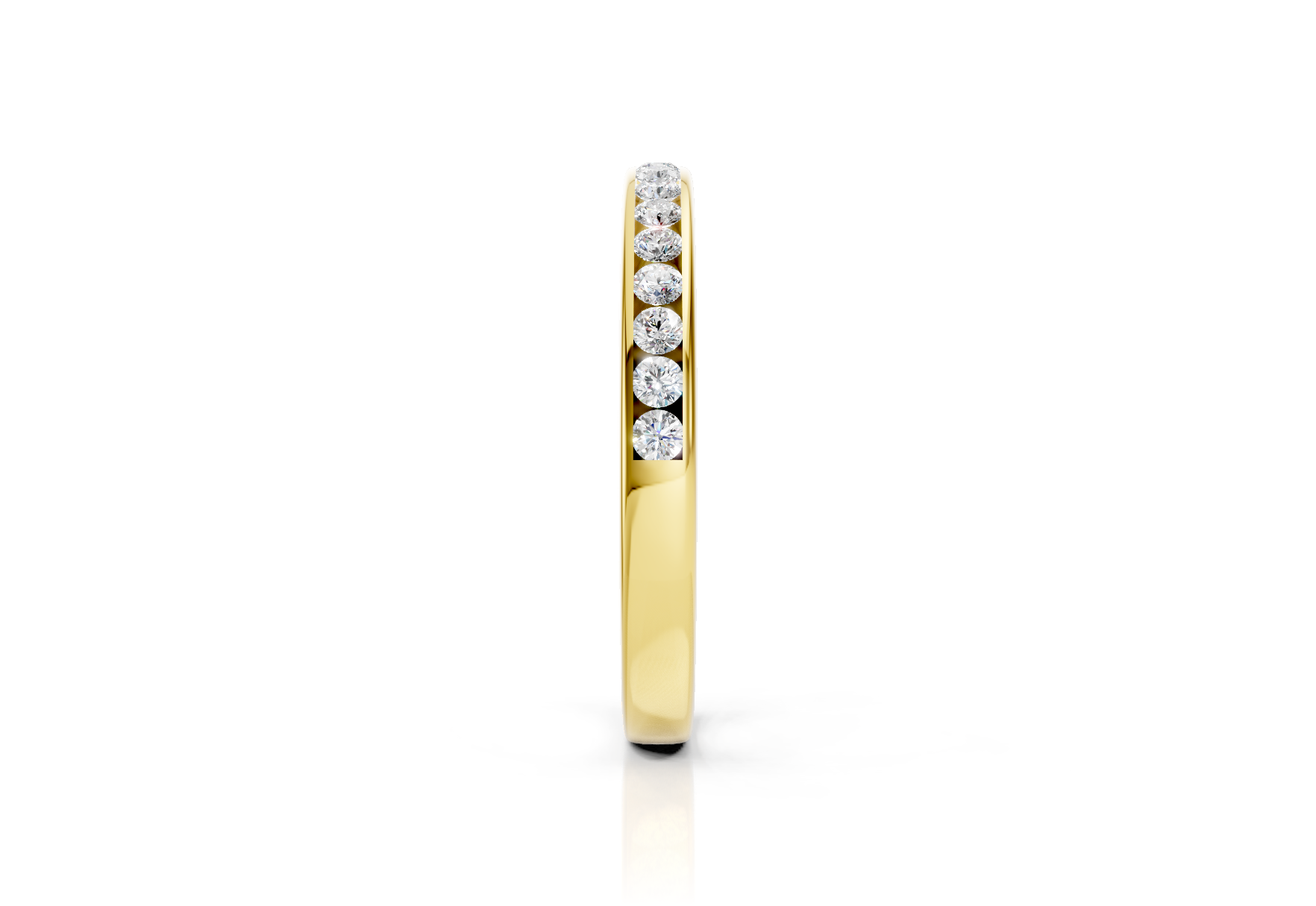 2.4mm channel set diamond wedding band 0.15ct round diamonds in gold platinum and palladium