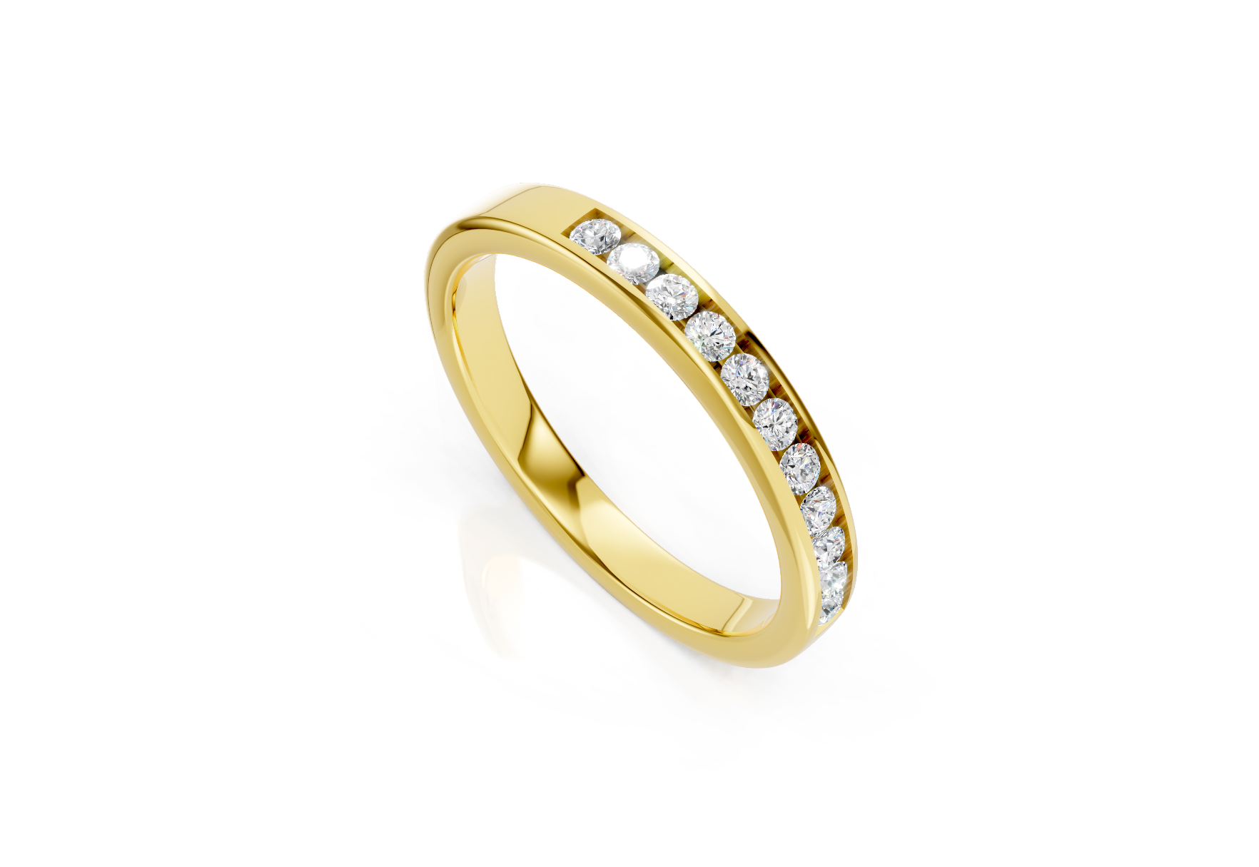 2.7mm channel set diamond wedding band 0.20ct round diamonds in gold platinum and palladium