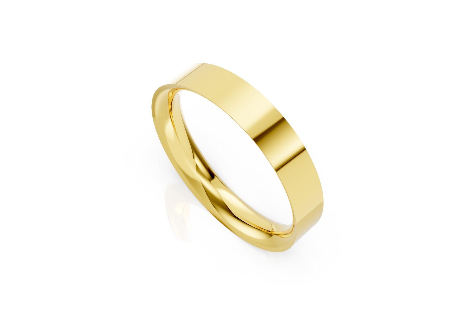 Ladies 4mm medium flat court comfort fit wedding ring 1.7mm depth in yellow gold white gold rose gold platinum palladium and argentium silver