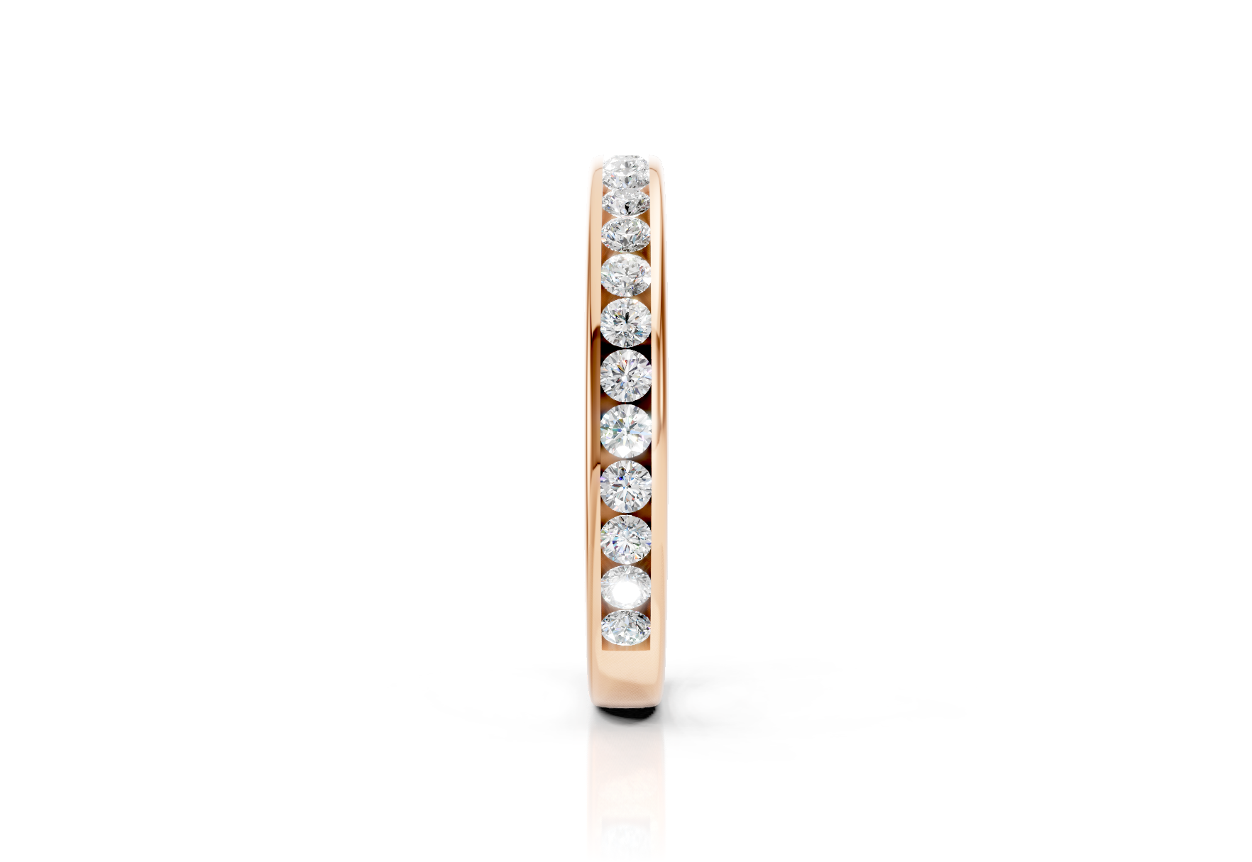 2.7mm channel set diamond wedding band 0.33ct round diamonds 50 percent set in gold platinum and palladium
