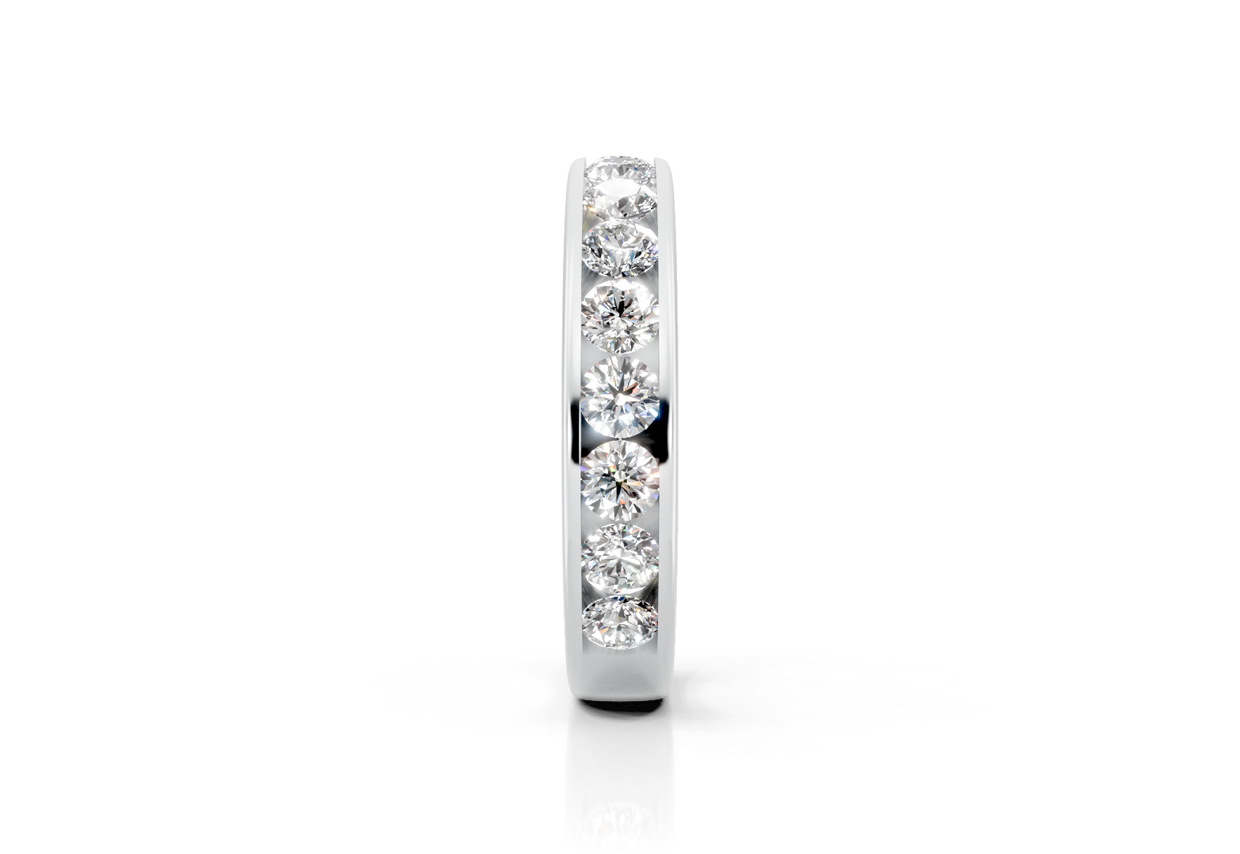 4mm channel set diamond wedding band 1ct round diamonds 50 percent set in gold platinum and palladium