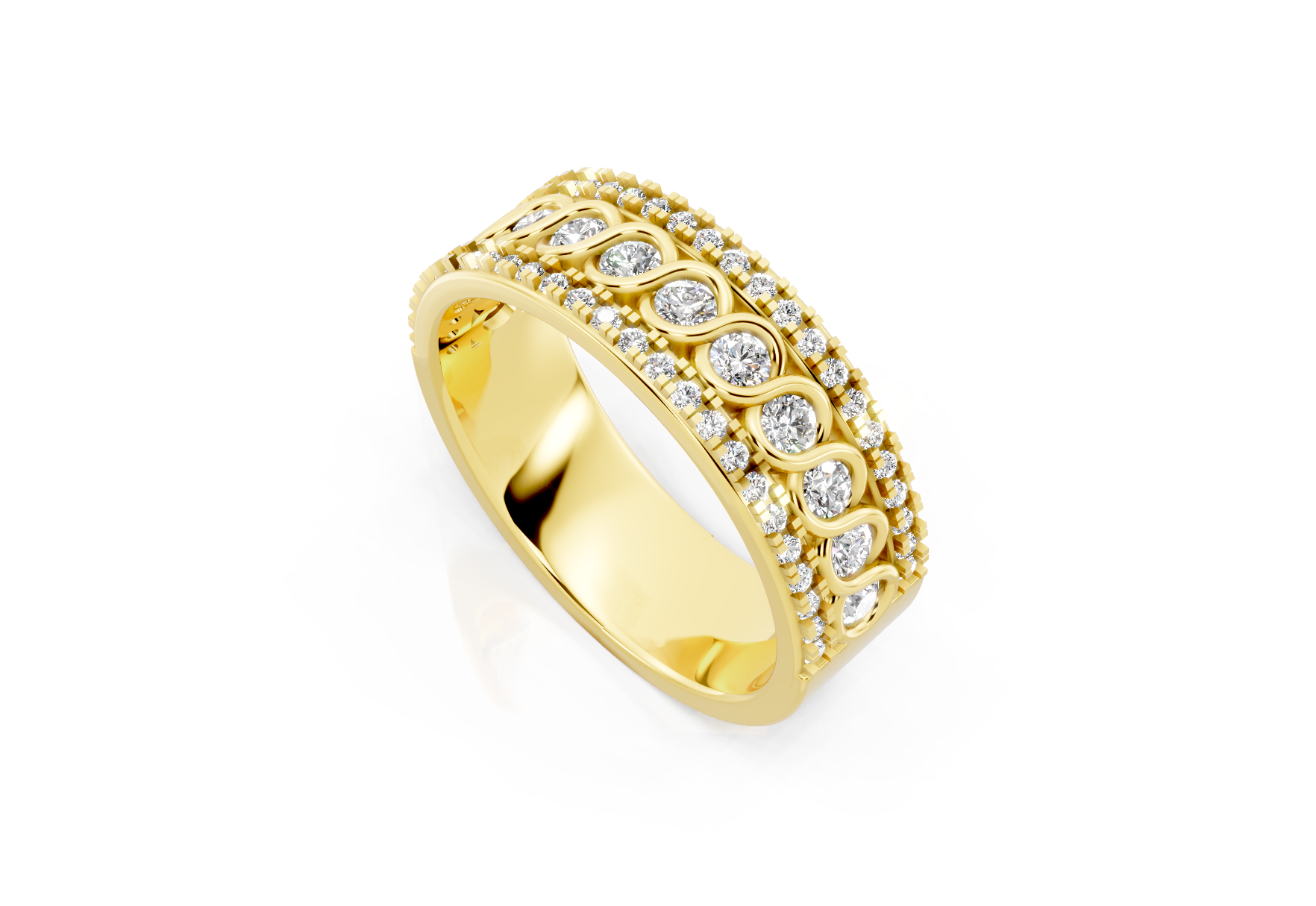 6.2mm fancy diamond wedding band 0.82ct round diamonds prong and bezel set in gold and platinum