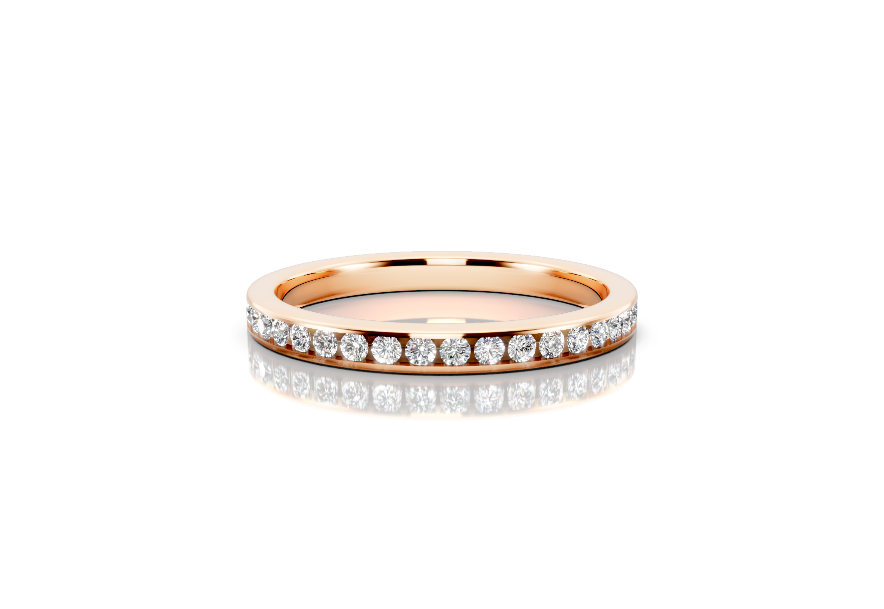 2.4mm full channel set diamond wedding band 0.50ct round diamonds in gold platinum and palladium