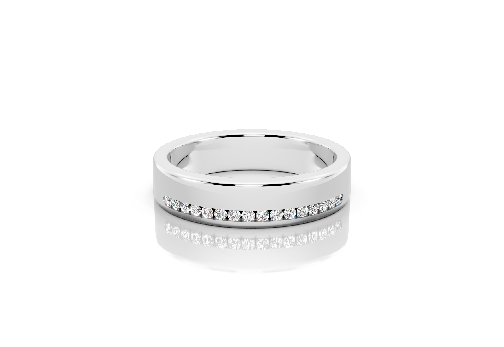 5mm offset channel diamond wedding band 0.12ct round diamonds 30 percent set in gold platinum and palladium