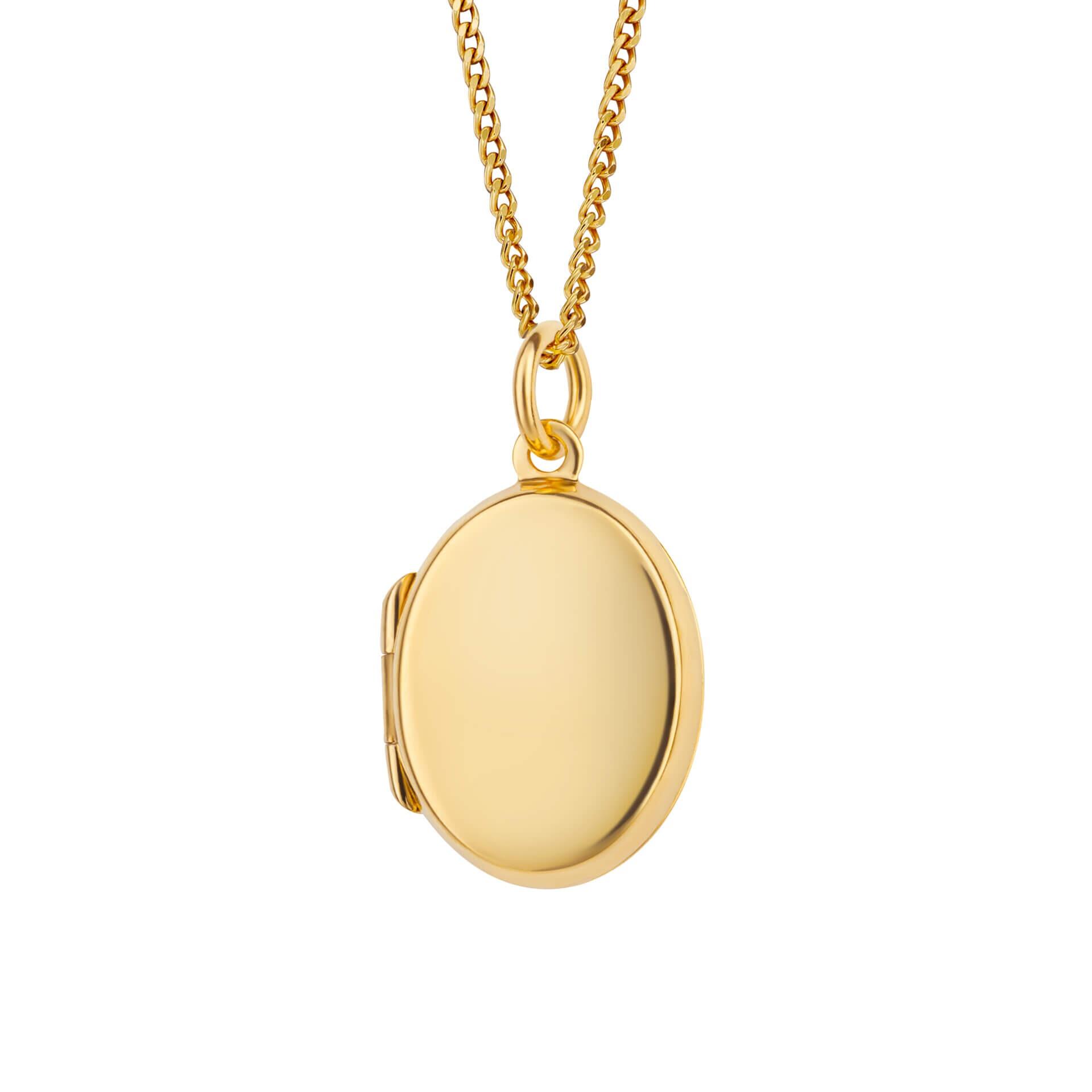 Engravable Yellow Gold Vermeil Small Oval Locket & Chain