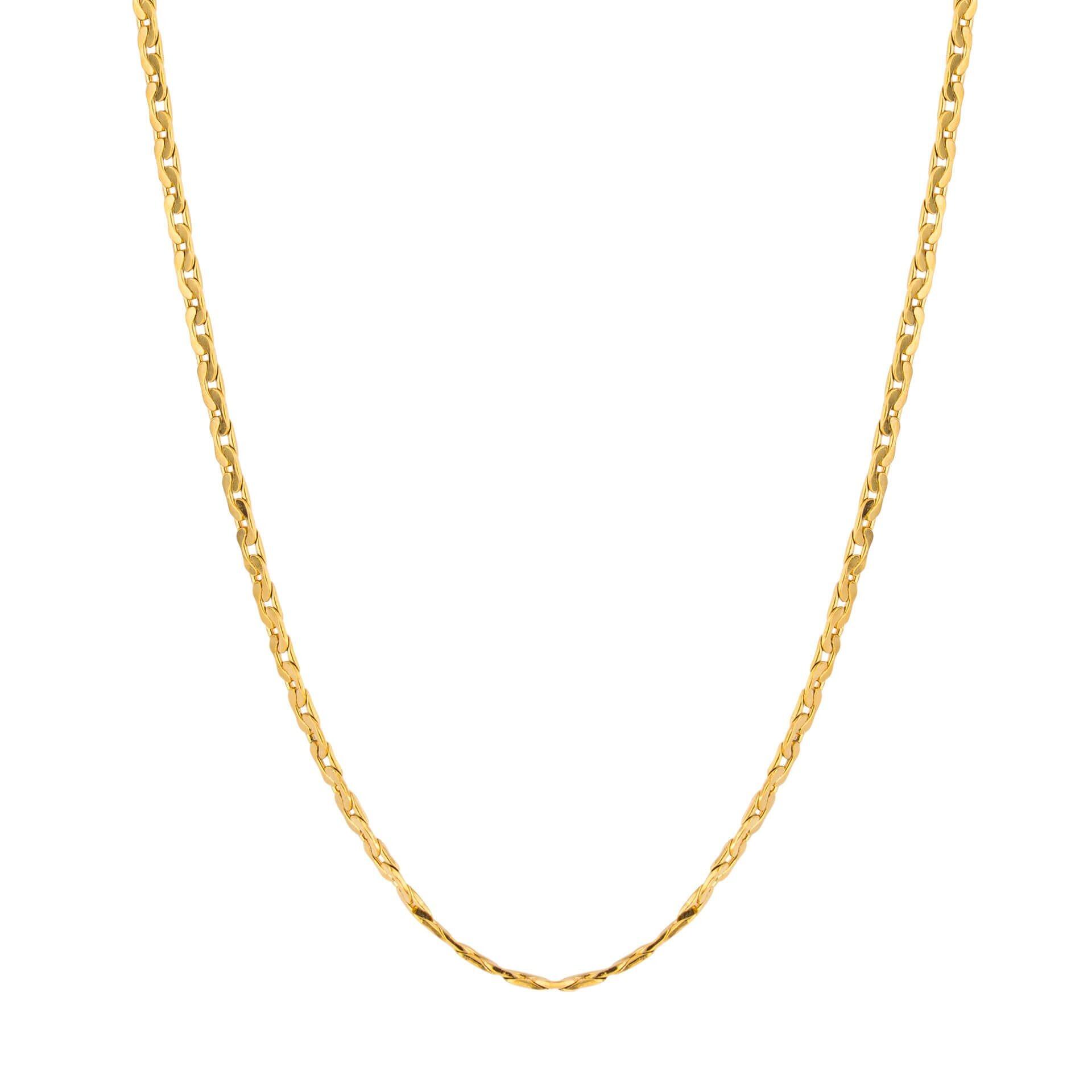 "fredbennett® 14ct Yellow Gold Plated Anchor Chain Necklace – 61cm skin-safe men’s chain with interlocking links, symbolising unity. Presented in a suede pouch from Gold and Diamonds."