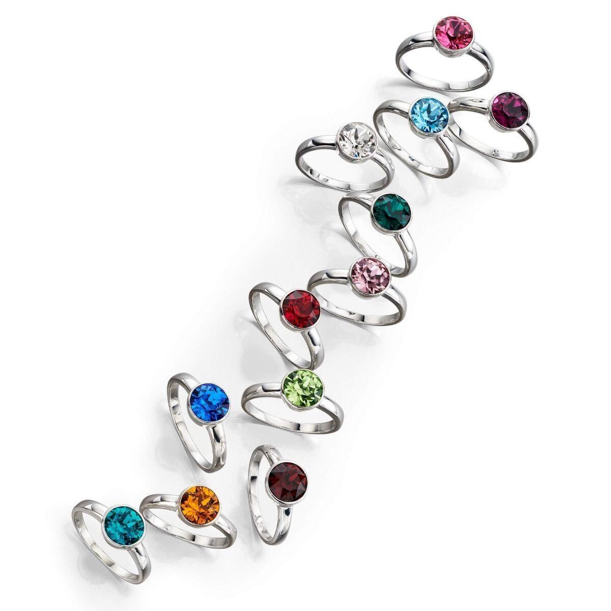 Sterling Silver Crystal Birthstone Ring