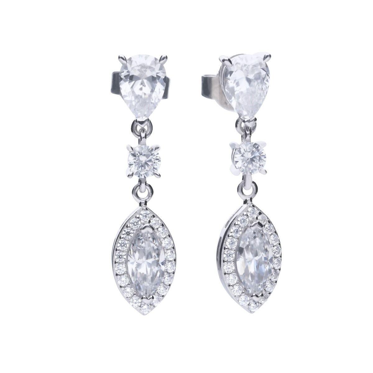 Diamonfire® Marquise and Pave Zirconia Drop Earrings in Triple Plated Sterling Silver – Luxury Sparkling Jewellery by Gold and Diamonds
