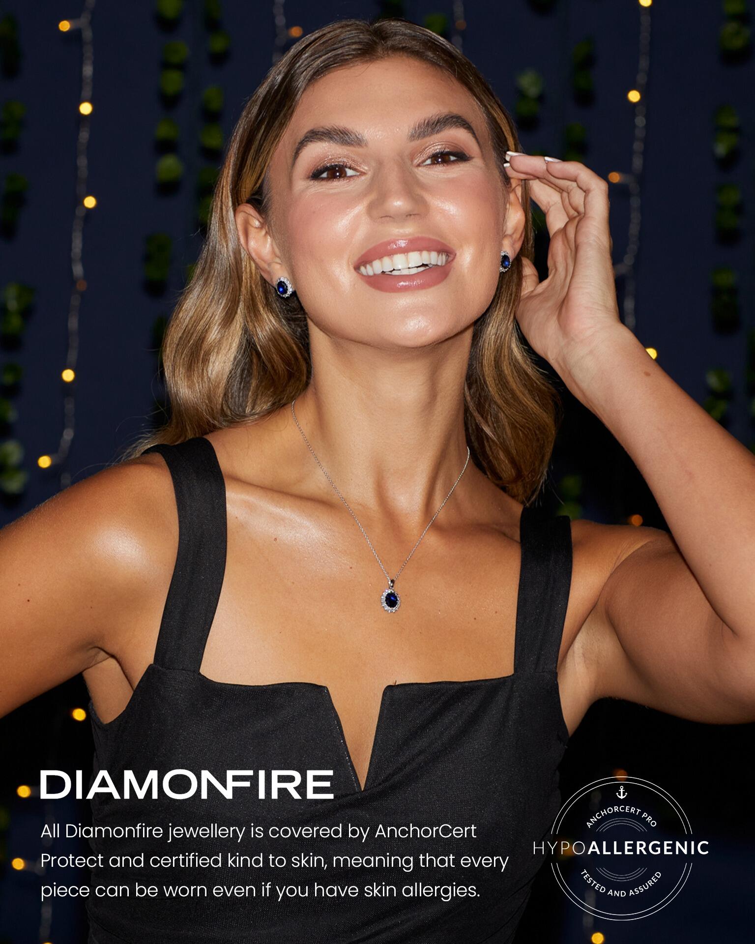 Diamonfire® Sky Blue Pave Zirconia Stud Earrings in Triple Plated Sterling Silver – Elegant Sparkling Jewellery by Gold and Diamonds