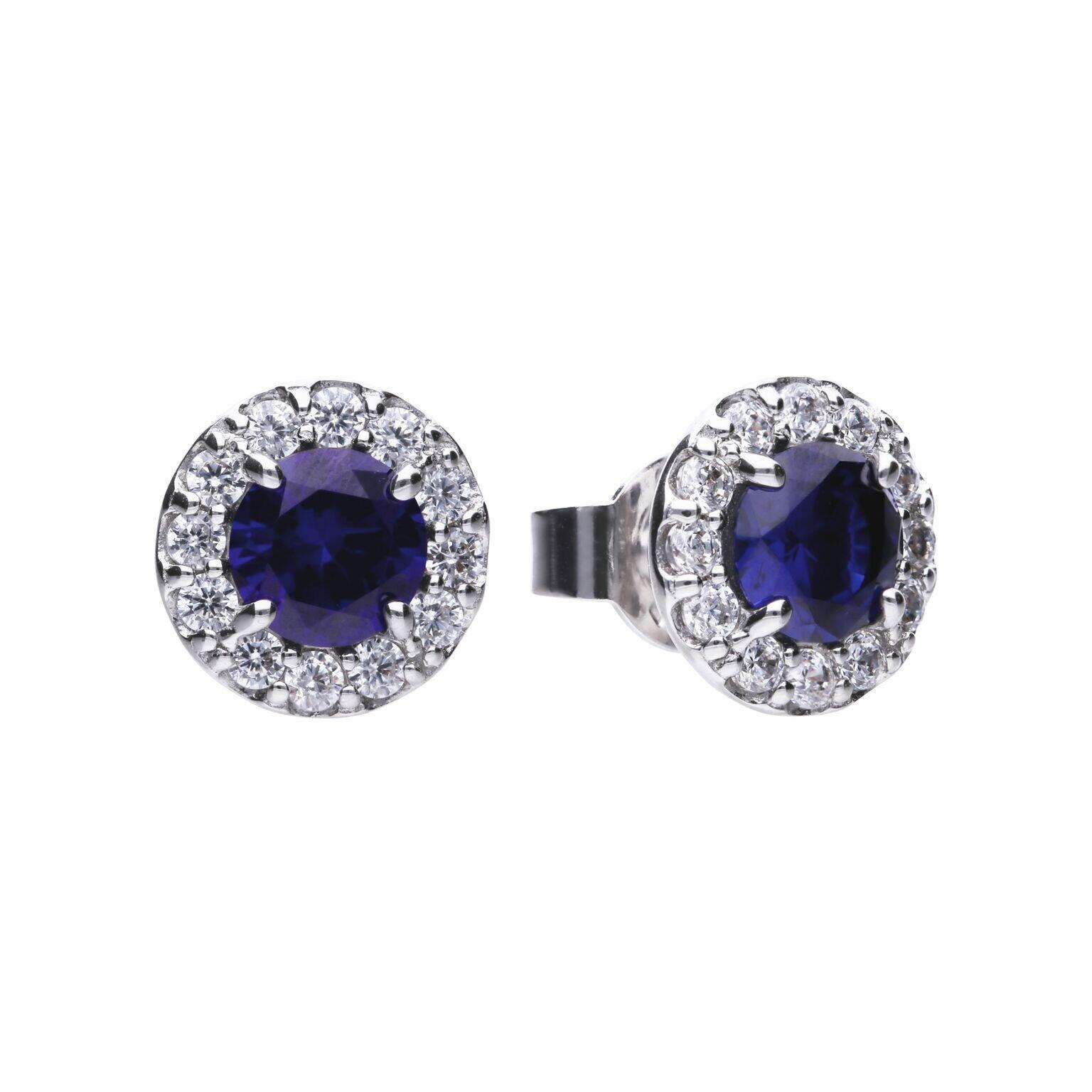 Diamonfire® Sapphire Blue 1.39ct Pave Zirconia Stud Earrings in Triple Plated Sterling Silver – Luxury Jewellery by Gold and Diamonds