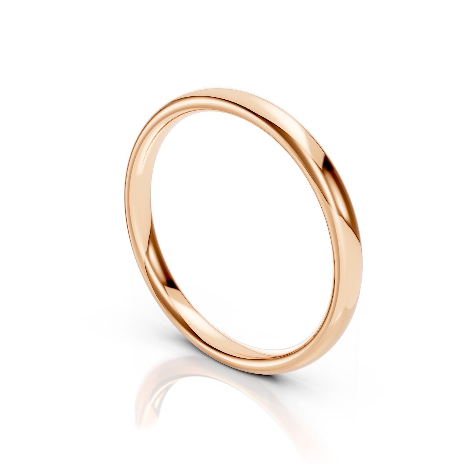 Ladies 2.5mm medium weight traditional court shaped wedding band in gold, platinum, palladium, silver, titanium and black zirconium with polished finish