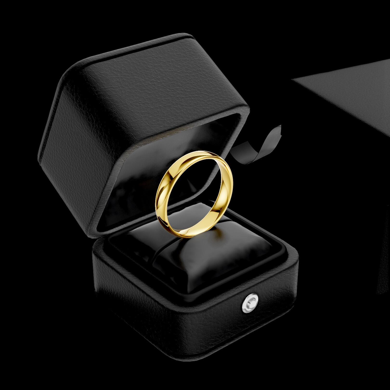 Ladies 4mm light weight traditional court shaped wedding band in gold, platinum, palladium, silver, titanium and black zirconium with polished finish