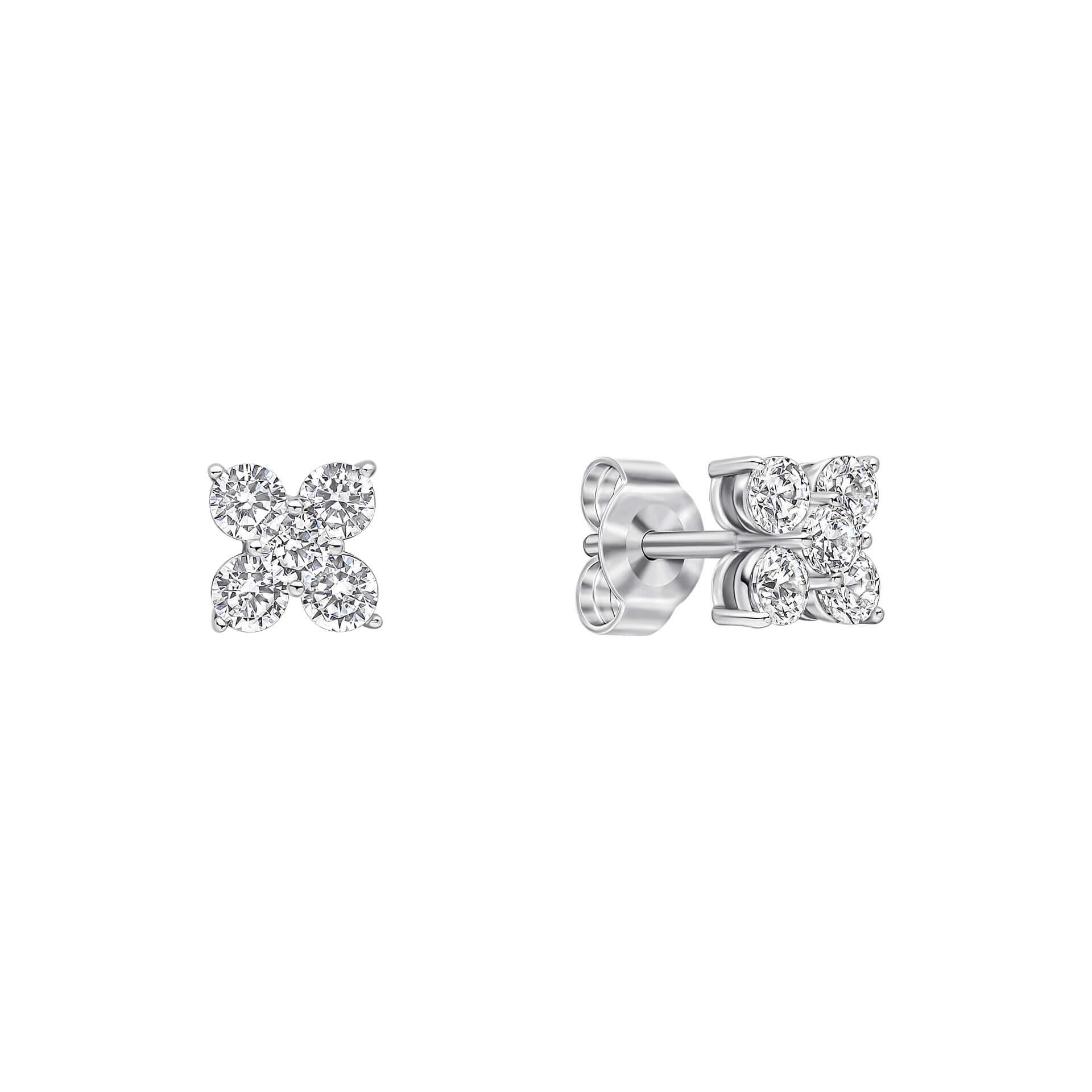 Diamonfire® Cluster Zirconia Stud Earrings in Triple Plated Sterling Silver – Elegant Everyday Jewellery by Gold and Diamonds