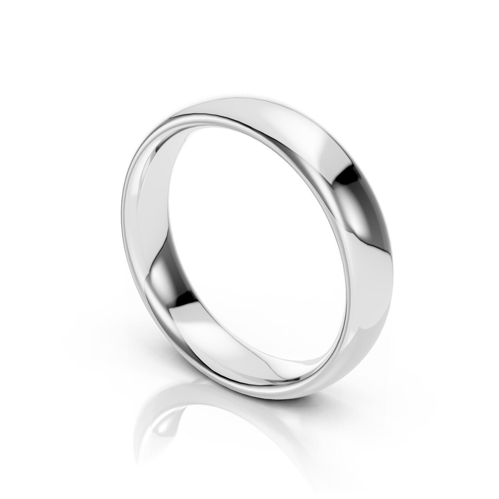 Ladies 5mm heavy weight traditional court shaped wedding band 2.1mm depth in gold platinum palladium silver titanium and black zirconium