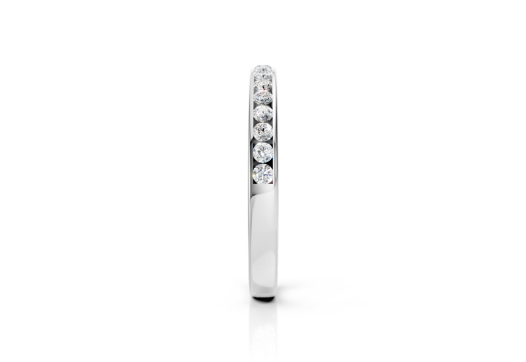 2.4mm channel set diamond wedding band 0.15ct round diamonds in gold platinum and palladium