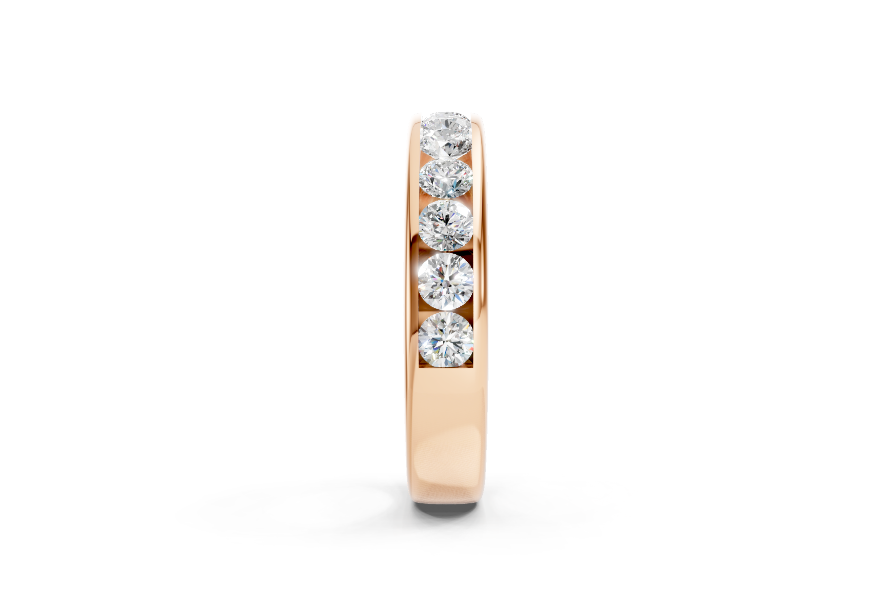 4mm channel set diamond wedding band 0.60ct round diamonds in gold platinum and palladium