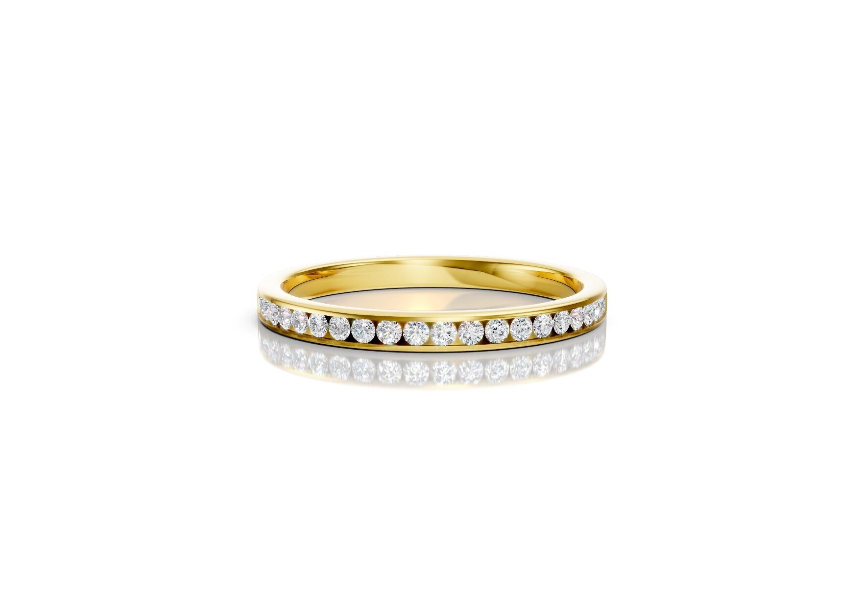 2mm channel set diamond wedding band 0.15ct round diamonds 50 percent set in gold platinum and palladium