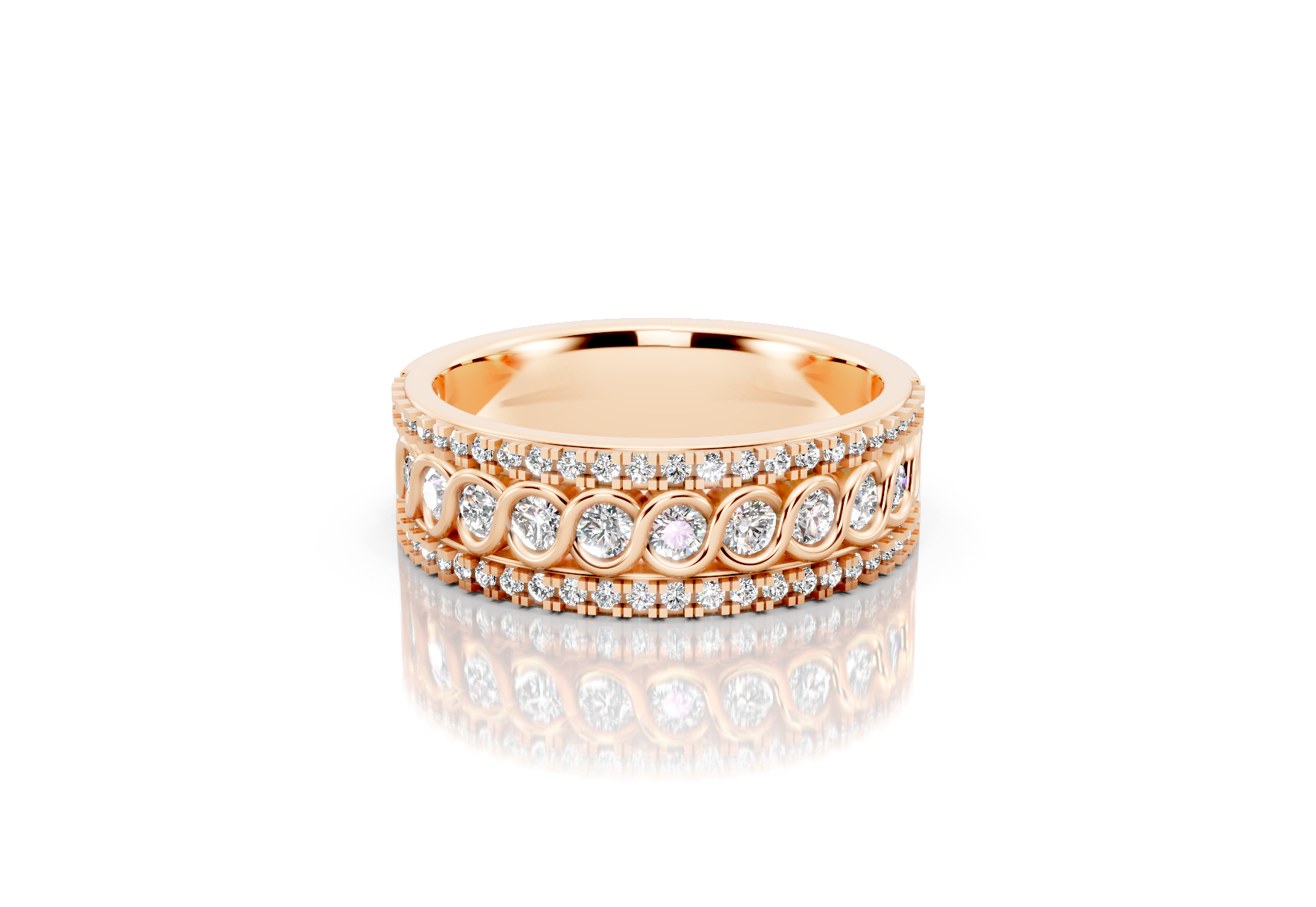 6.2mm fancy diamond wedding band 0.82ct round diamonds prong and bezel set in gold and platinum