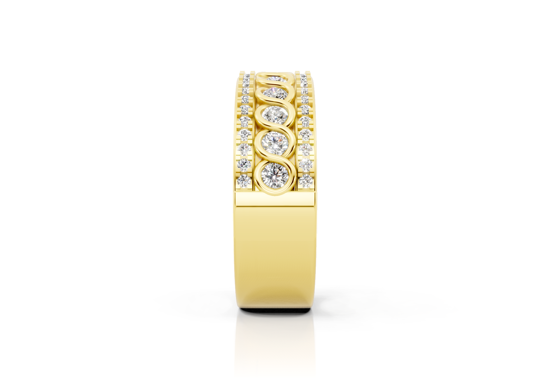 6.2mm fancy diamond wedding band 0.82ct round diamonds prong and bezel set in gold and platinum