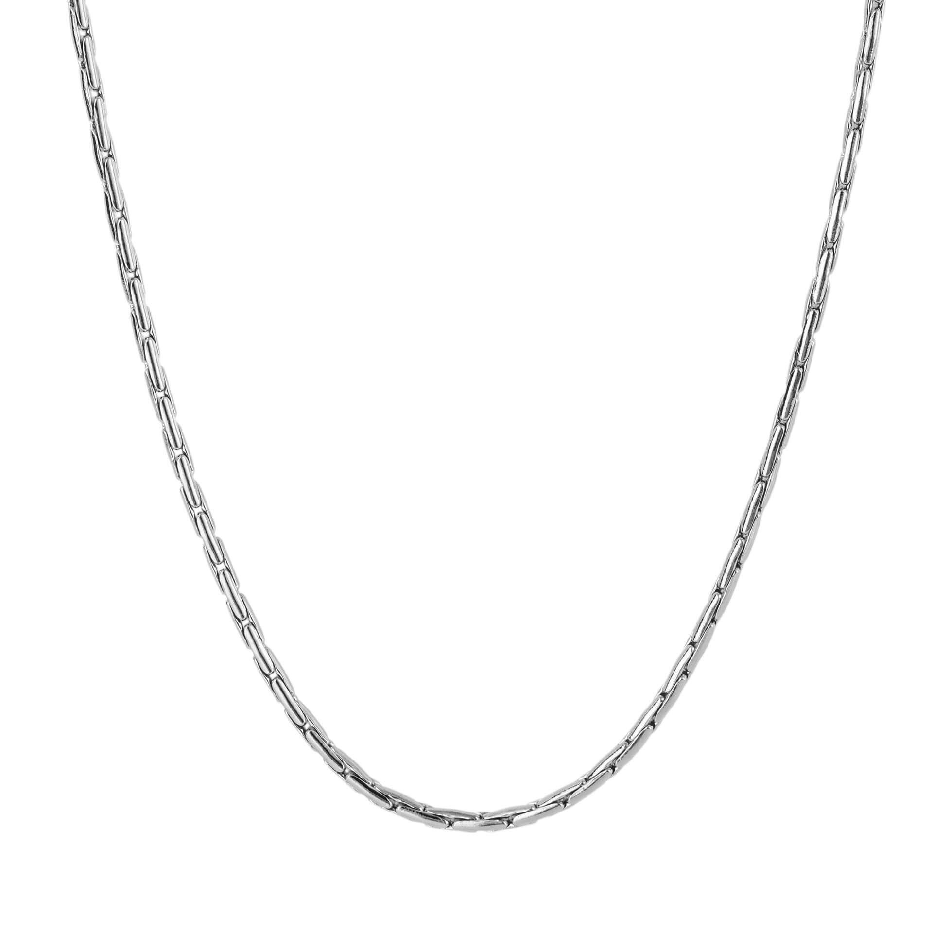 "fredbennett® Stainless Steel Cardano Chain Necklace – interlocking links symbolising unity with a 56cm length. Skin-safe and presented in a suede pouch from Gold and Diamonds."