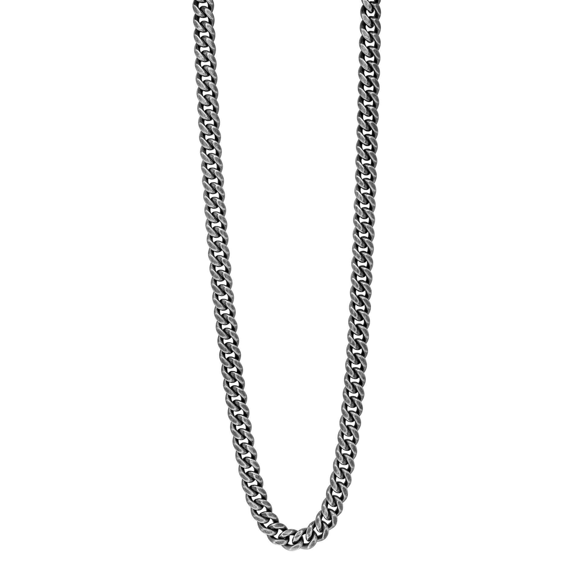"fredbennett® Antique Plated Stainless Steel Curb Chain Necklace – rugged and refined men’s chain with vintage finish. Not engravable. Presented in a suede pouch from Gold and Diamonds."