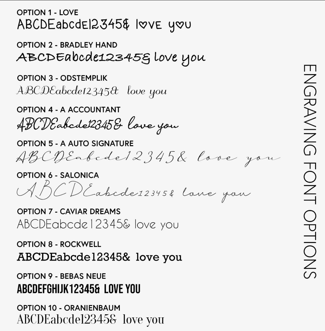 Engraving options preview
