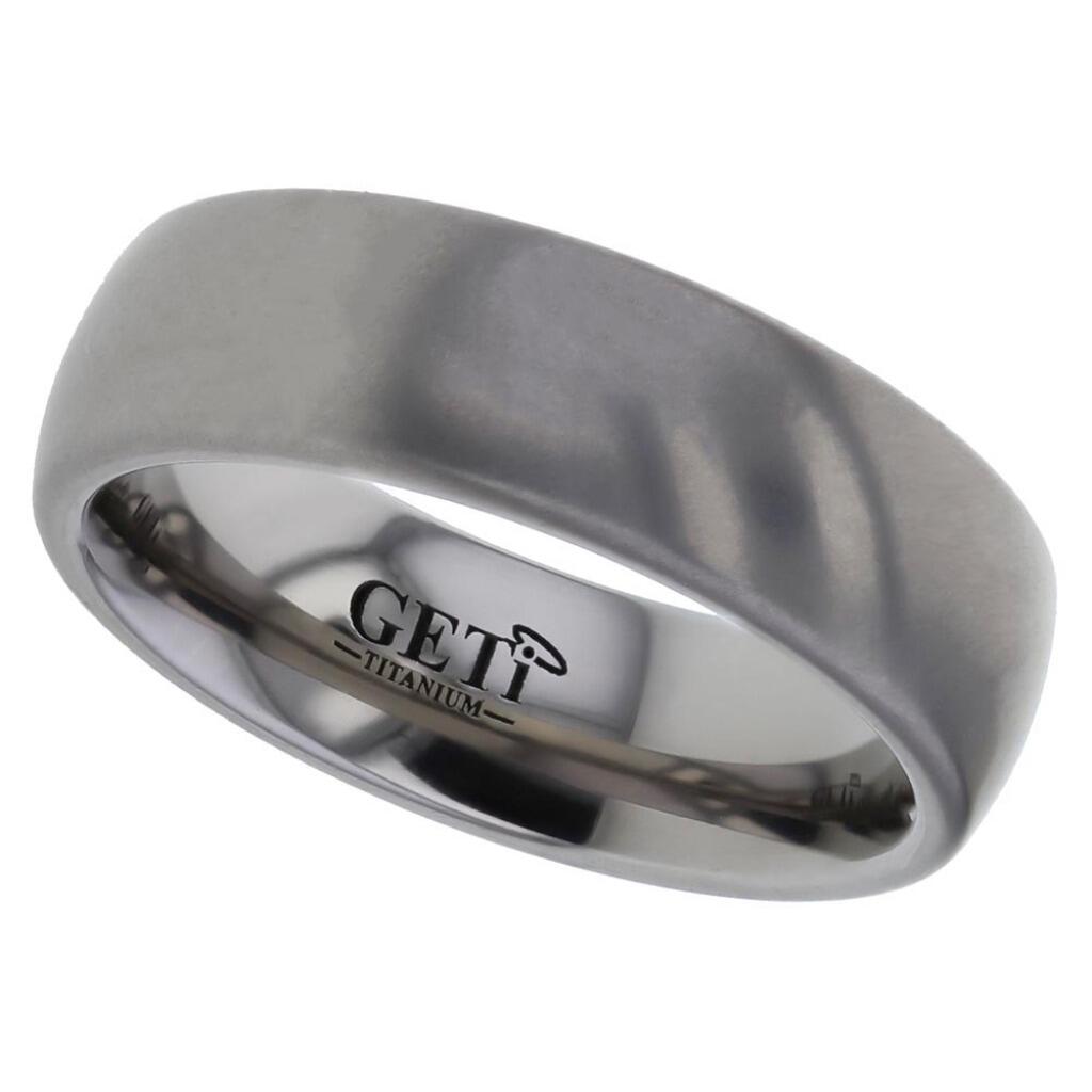 Satin court shaped Geti titanium wedding band by Gold and Diamonds