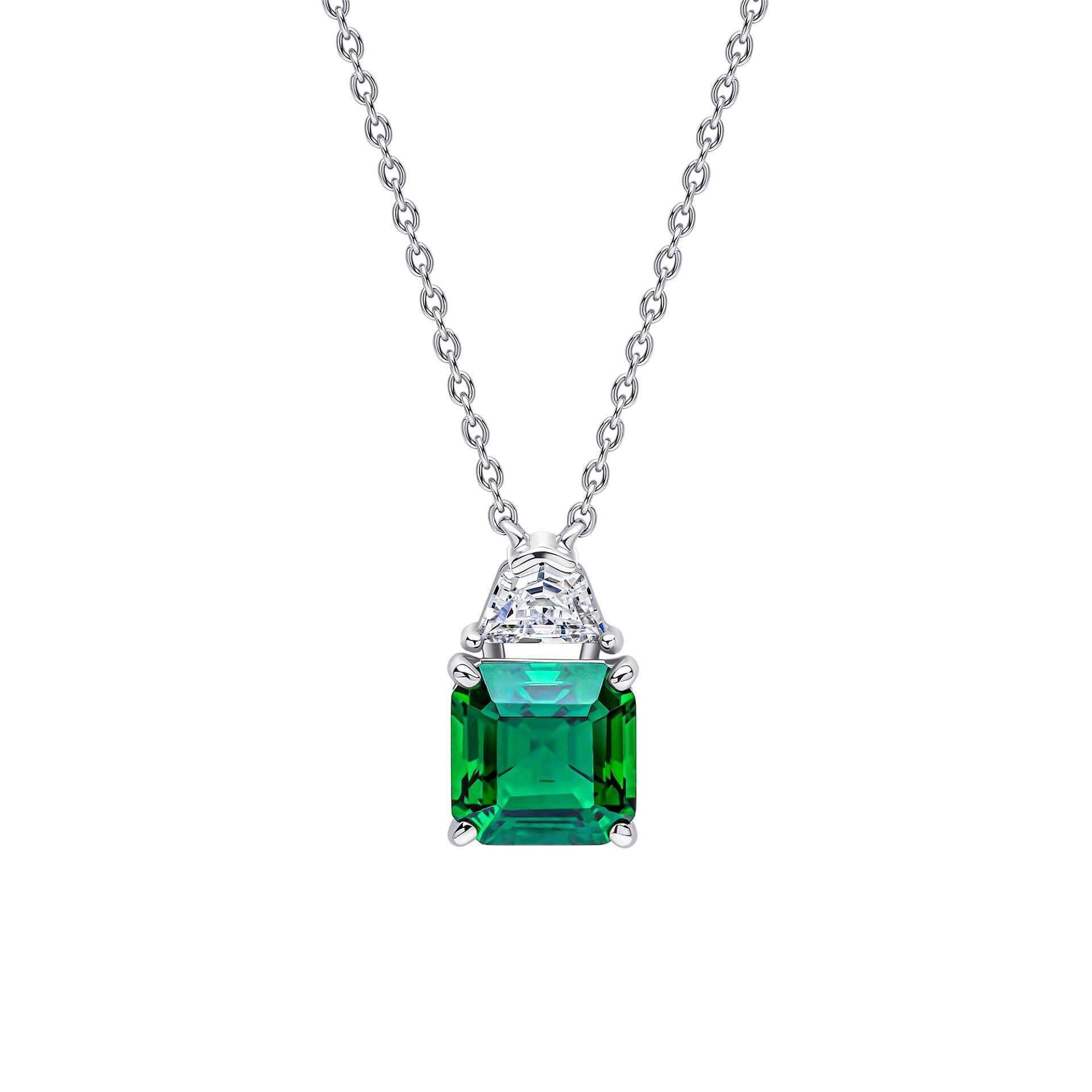 Diamonfire® Emerald Green Square-Cut Zirconia Necklace with Clear Accent in Triple Plated Sterling Silver – Luxury Jewellery by Gold and Diamonds