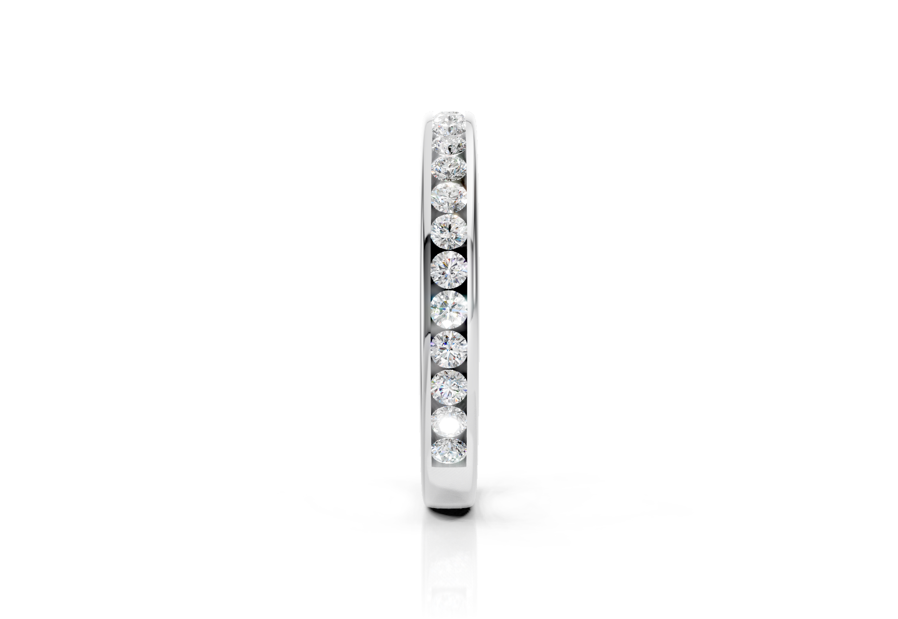 2.7mm channel set diamond wedding band 0.33ct round diamonds 50 percent set in gold platinum and palladium