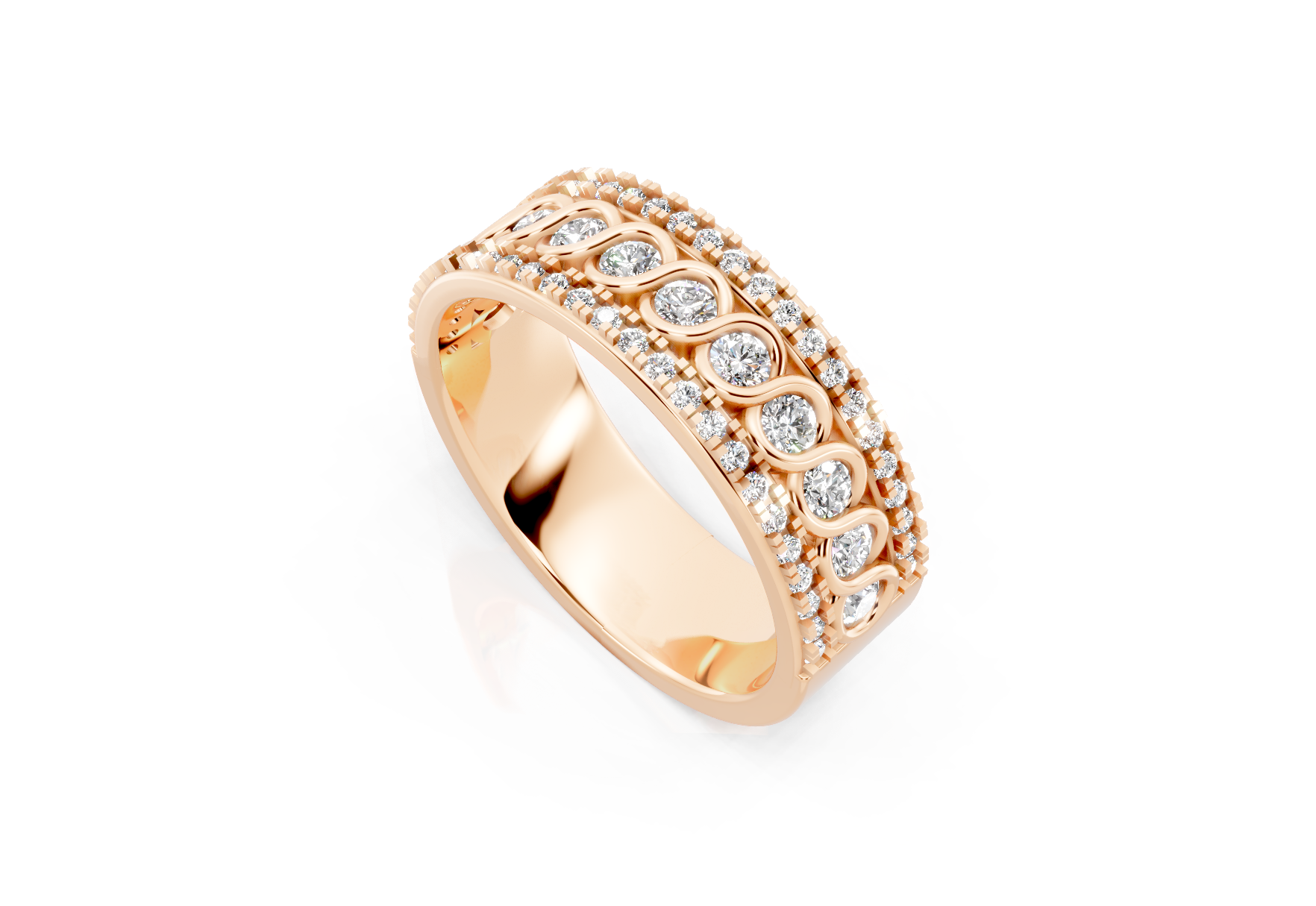 6.2mm fancy diamond wedding band 0.82ct round diamonds prong and bezel set in gold and platinum